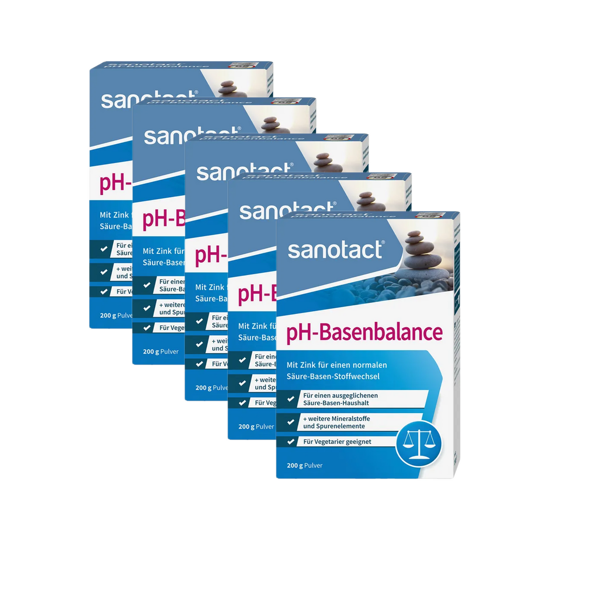 sanotact pH Balance Powder Value Pack 1000g | Acid-Base Balance Support | 5 × 200 g | PZN 17380260