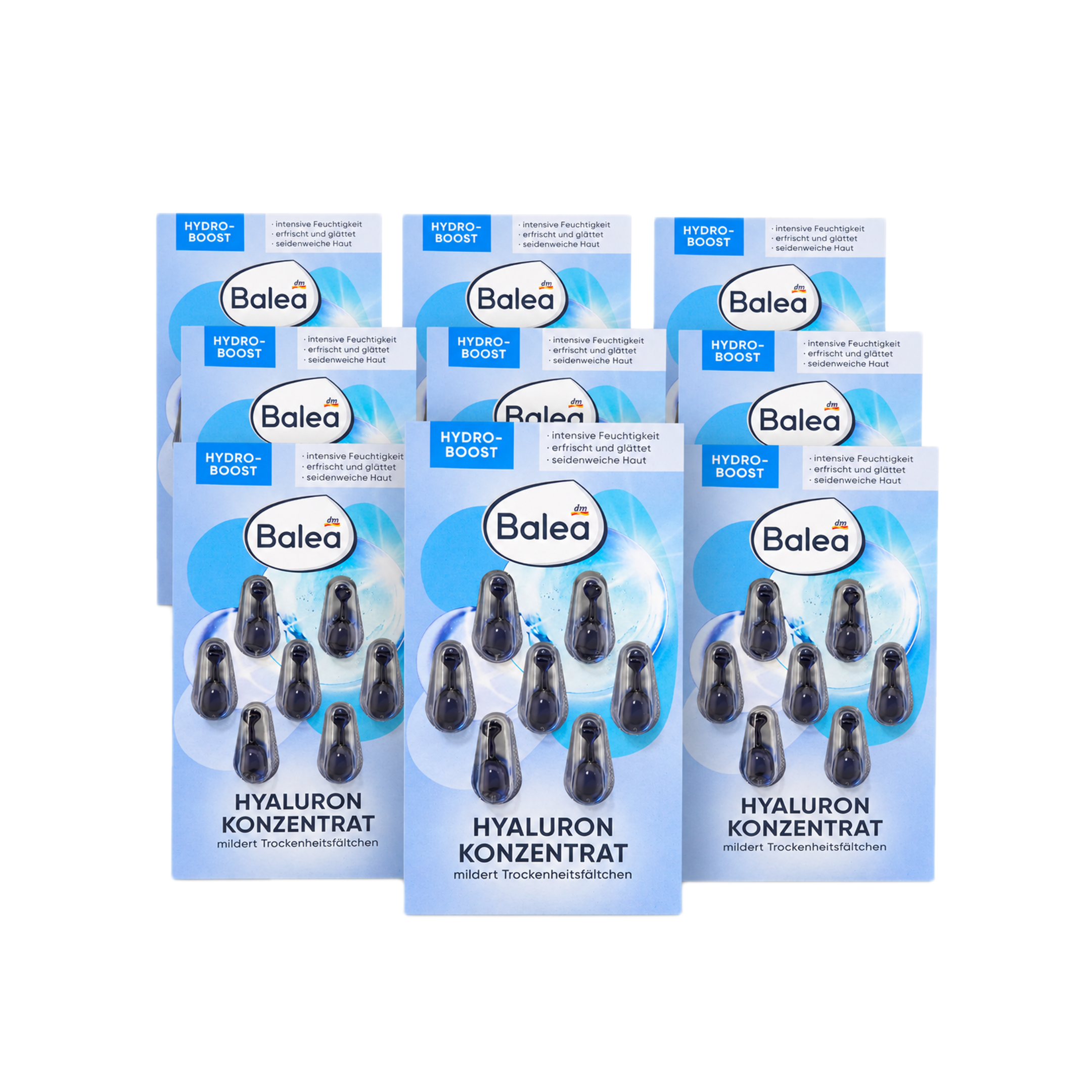 Balea Hyaluron Concentrate Capsules 10-Pack | 70 Single-Use Capsules | Hyaluronic Acid Moisture Booster | Intensive Hydration Facial Treatment