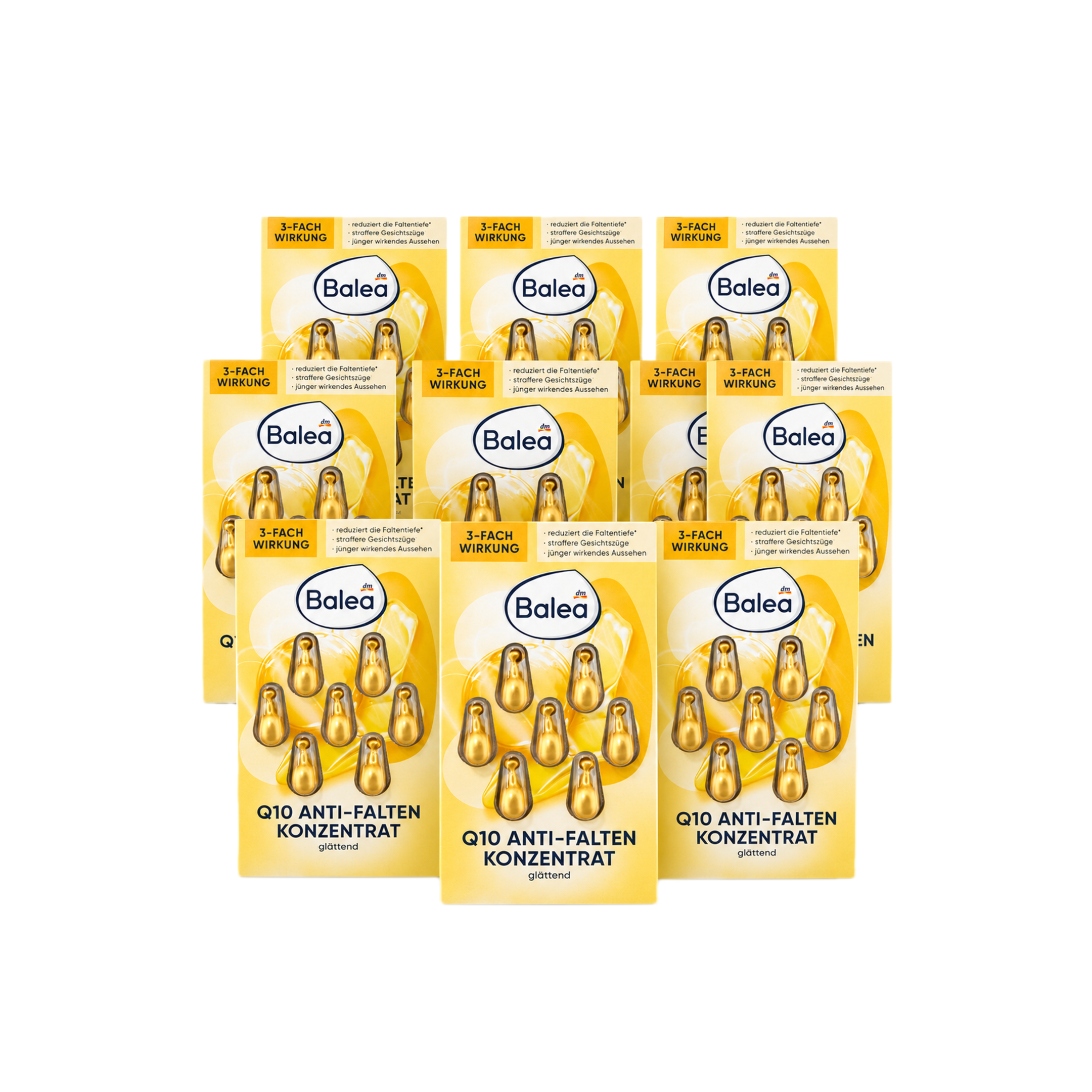 Balea Anti-Wrinkle Q10 Concentrate Capsules 10-Pack | 70 Single-Use Capsules | Coenzyme Q10, Ginseng & Vitamin E | Intensive Firming Facial Treatment