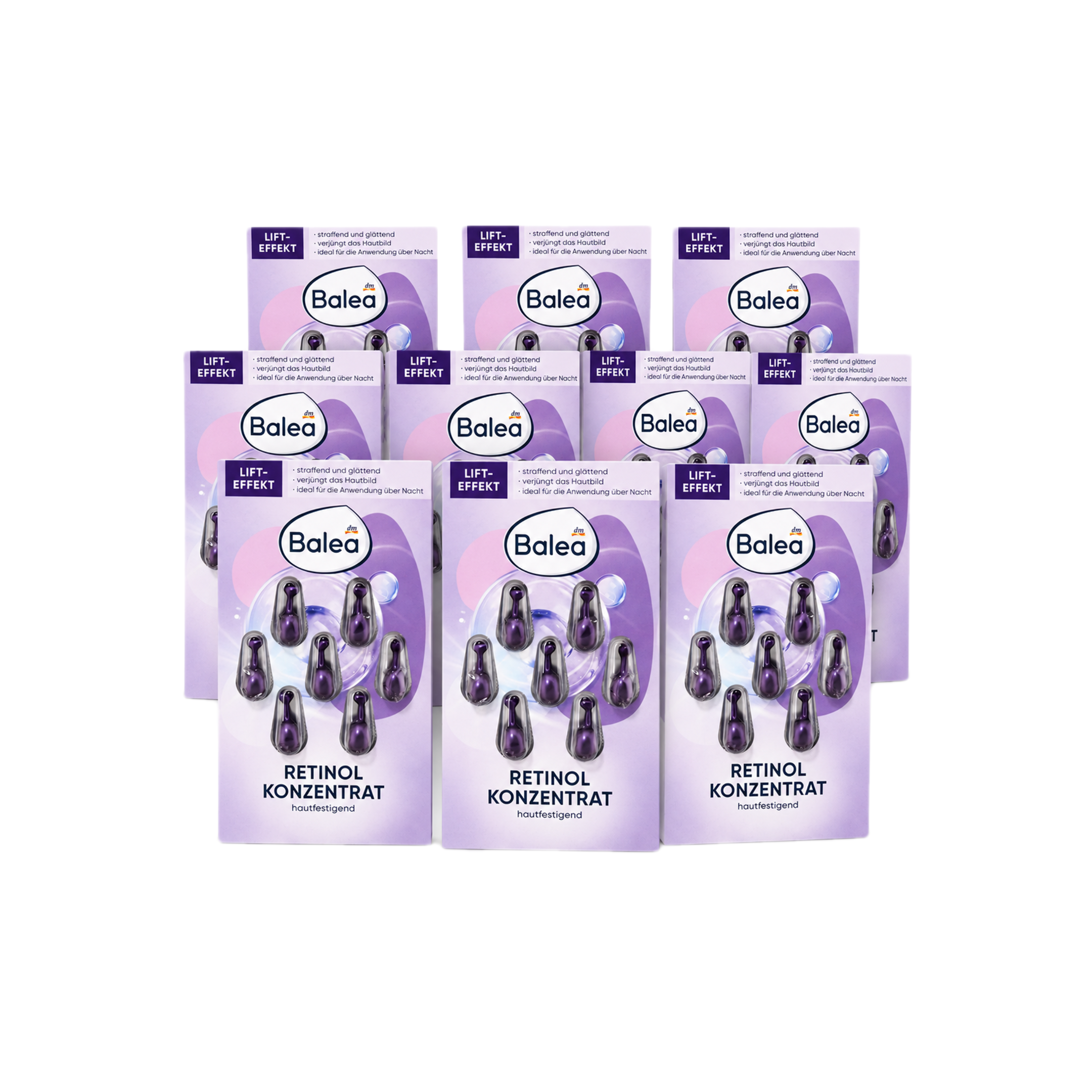 Balea Retinol Concentrate Capsules 10-Pack | 70 Single-Use Retinol Capsules | Retinol, Bakuchiol & Squalane | Overnight Skin Renewal Treatment