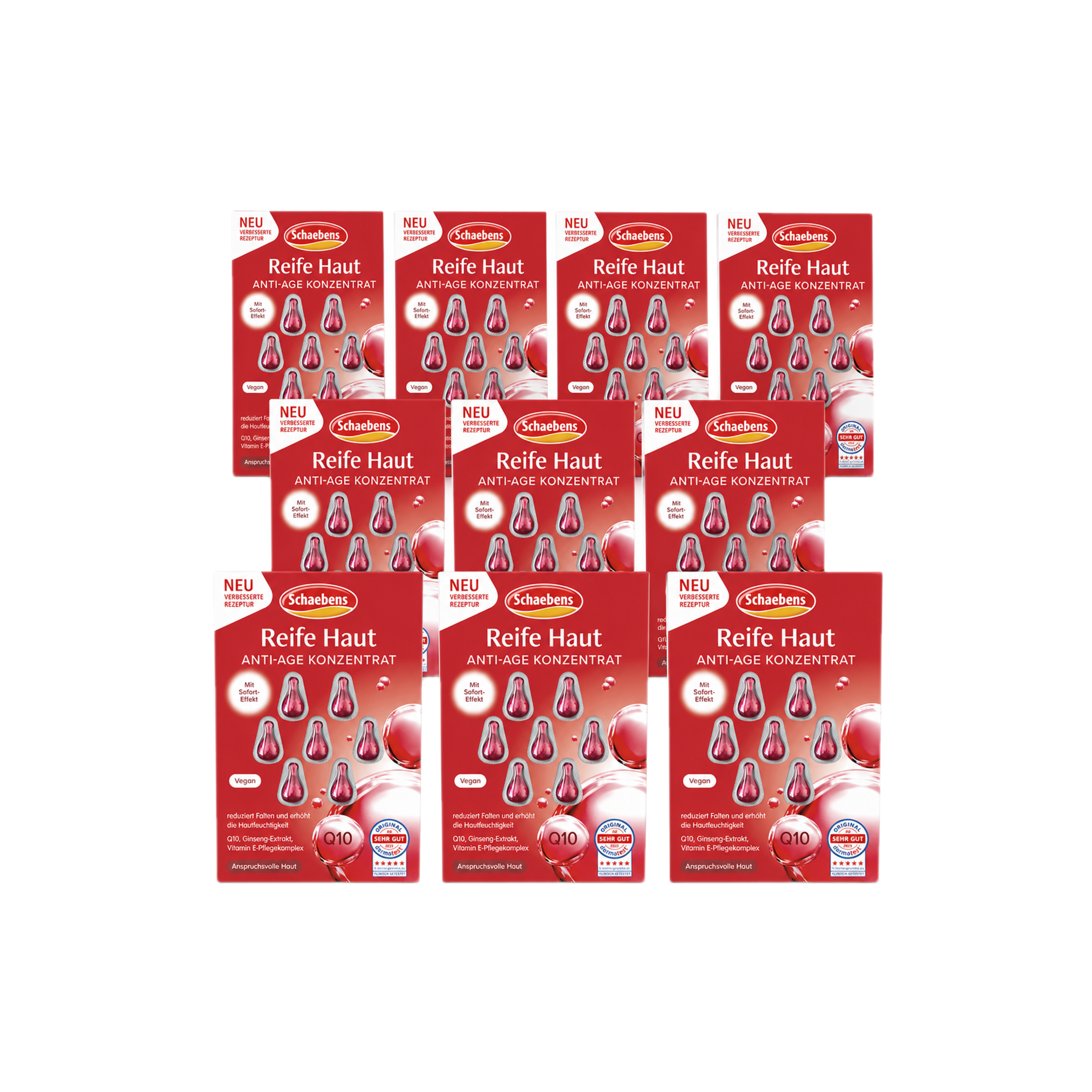 Schaebens Mature Skin Anti-Age Concentrate 10-Pack | 70 Single-Use Capsules | Q10, Ginseng & Vitamin E | Intensive Firming & Hydrating Facial Treatment