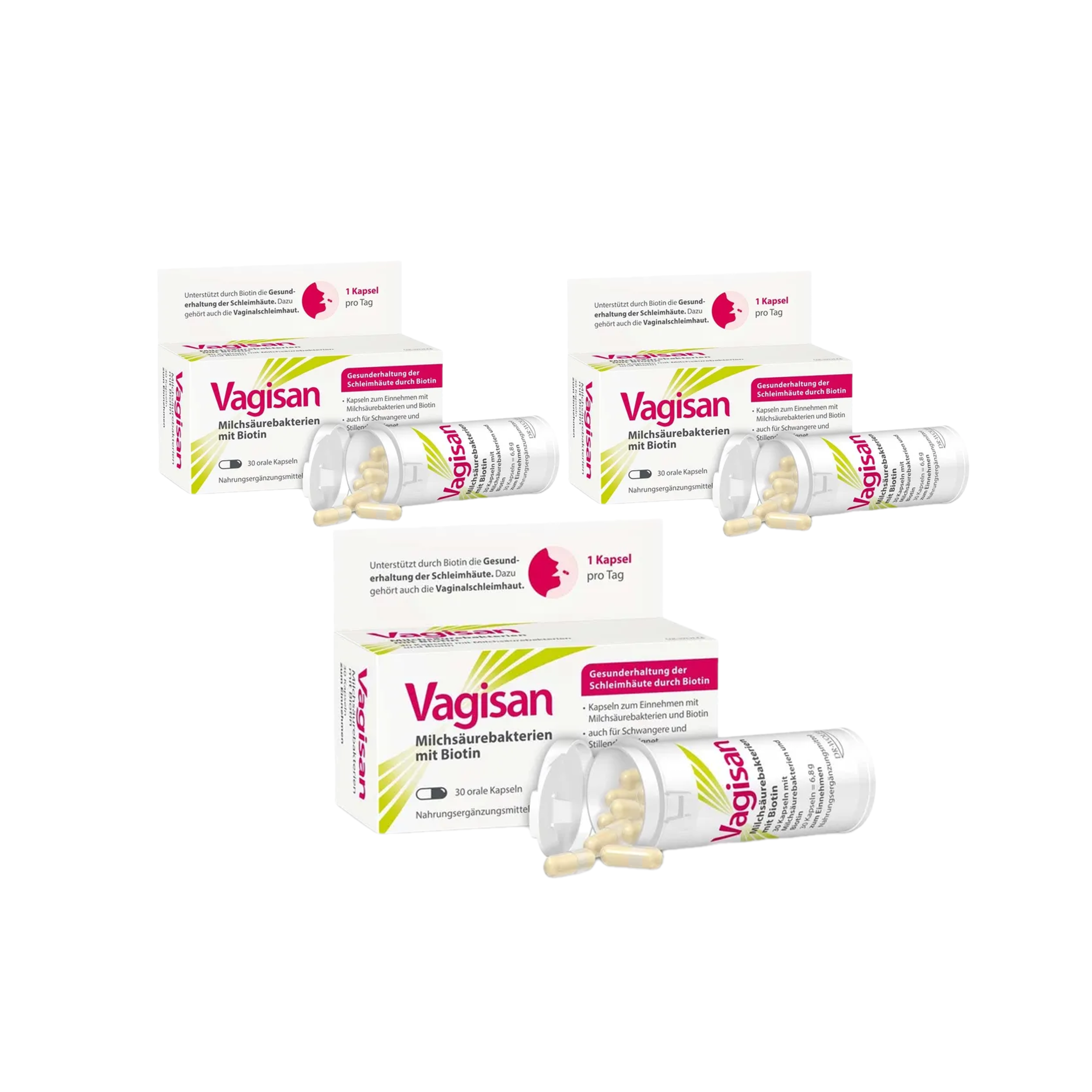 Vagisan Lactic Acid Bacteria with Biotin 90 Capsules 3 Pack | Vaginal Microbiome Support | 1 Billion Live Cultures | Vegan | Made in Germany PZN 19335708