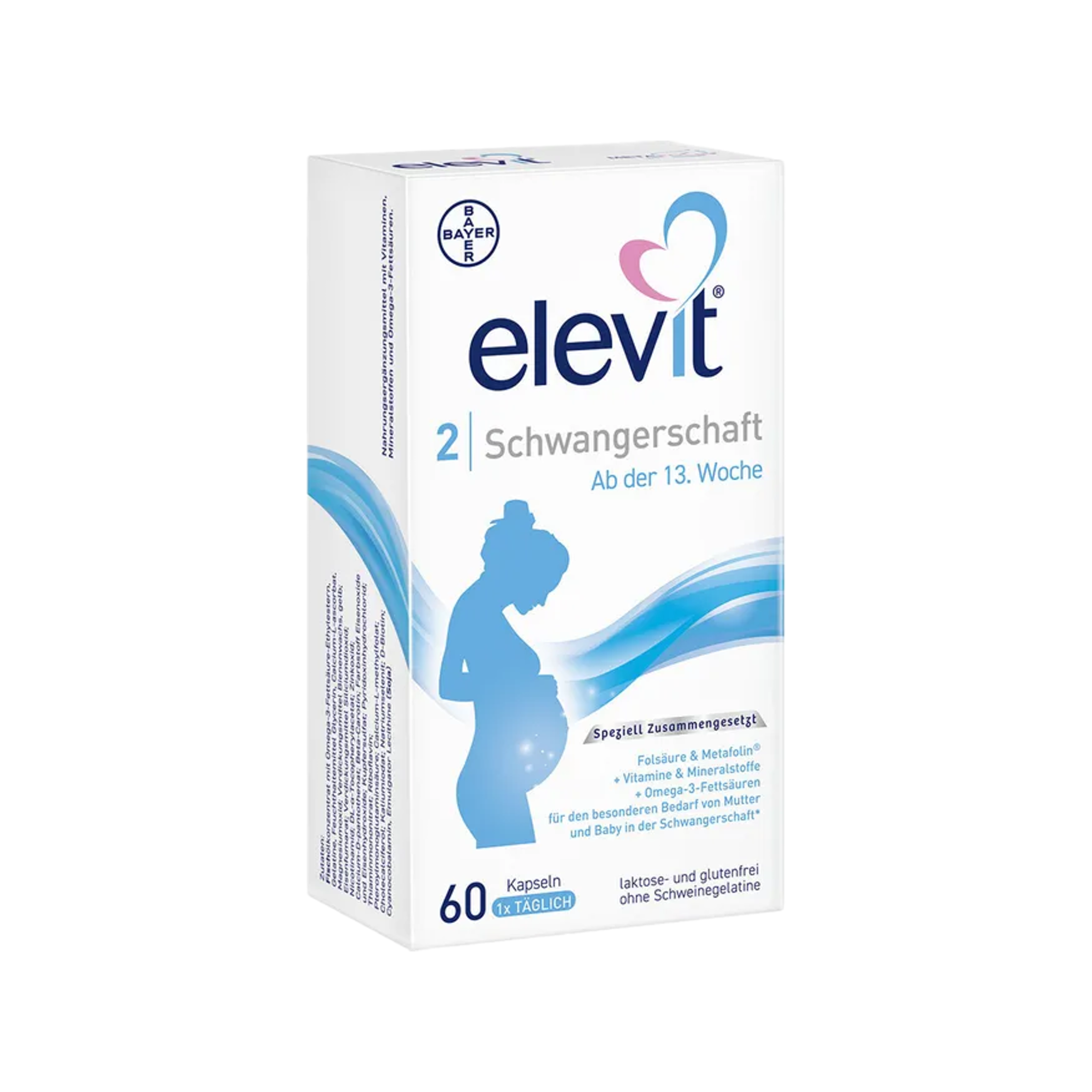Elevit 2 Pregnancy Vitamins 60 Soft Capsules |DHA Omega-3, Folate & Iron | Prenatal Multivitamin from Week 13 PZN 11865950