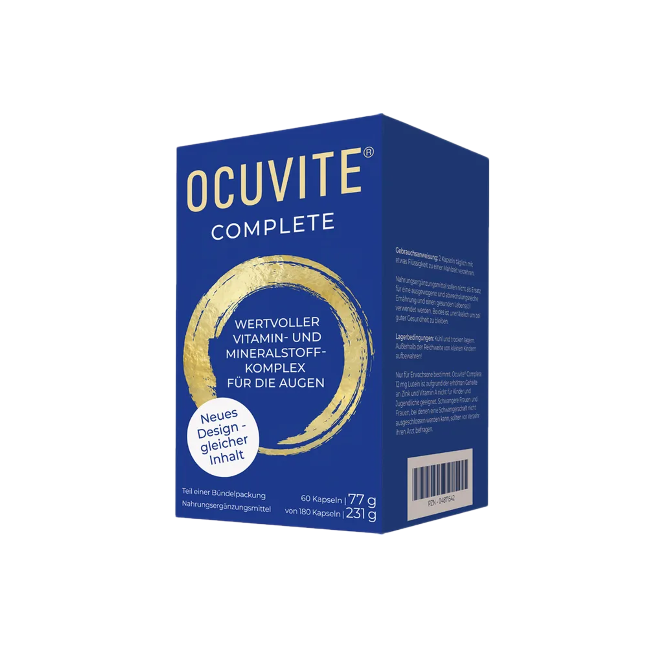 Ocuvite Complete 60 Capsules | 12 mg Lutein Eye Health Formula | DHA, Blueberry Extract & Zinc | PZN 04871513