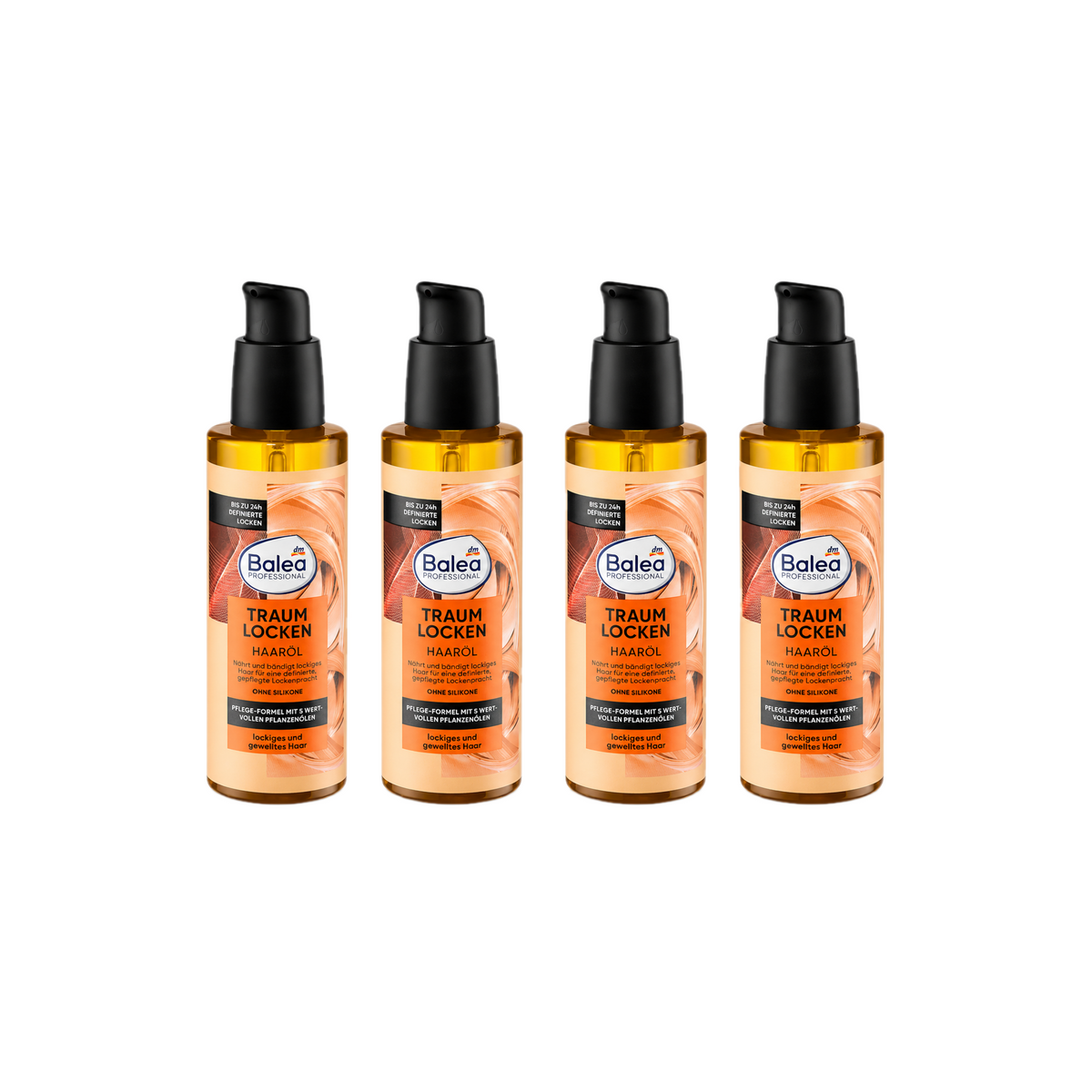 Balea PROFESSIONAL Dream Curls Hair Oil 4-Pack 400ml | Curl-Defining Hair Oil | With Argan, Babassu, Coconut & Jojoba Oils | Anti-Frizz | Vegan 4x100ml