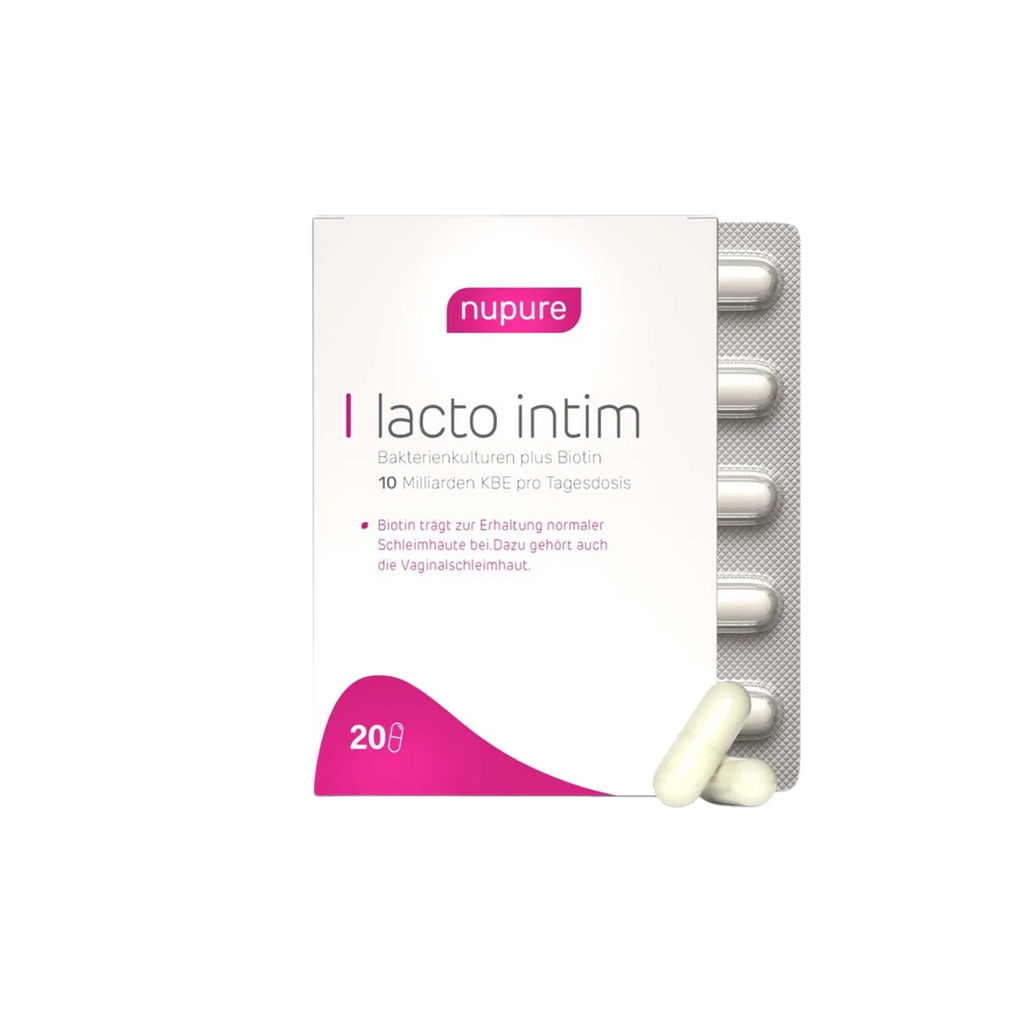 nupure Probaflor Lacto Intim 20 Delayed-Release Capsules | Women's Vaginal Flora Probiotic | 2 Clinically Studied Lactobacillus Strains | 10 Billion CFU | Biotin | PZN 16872328