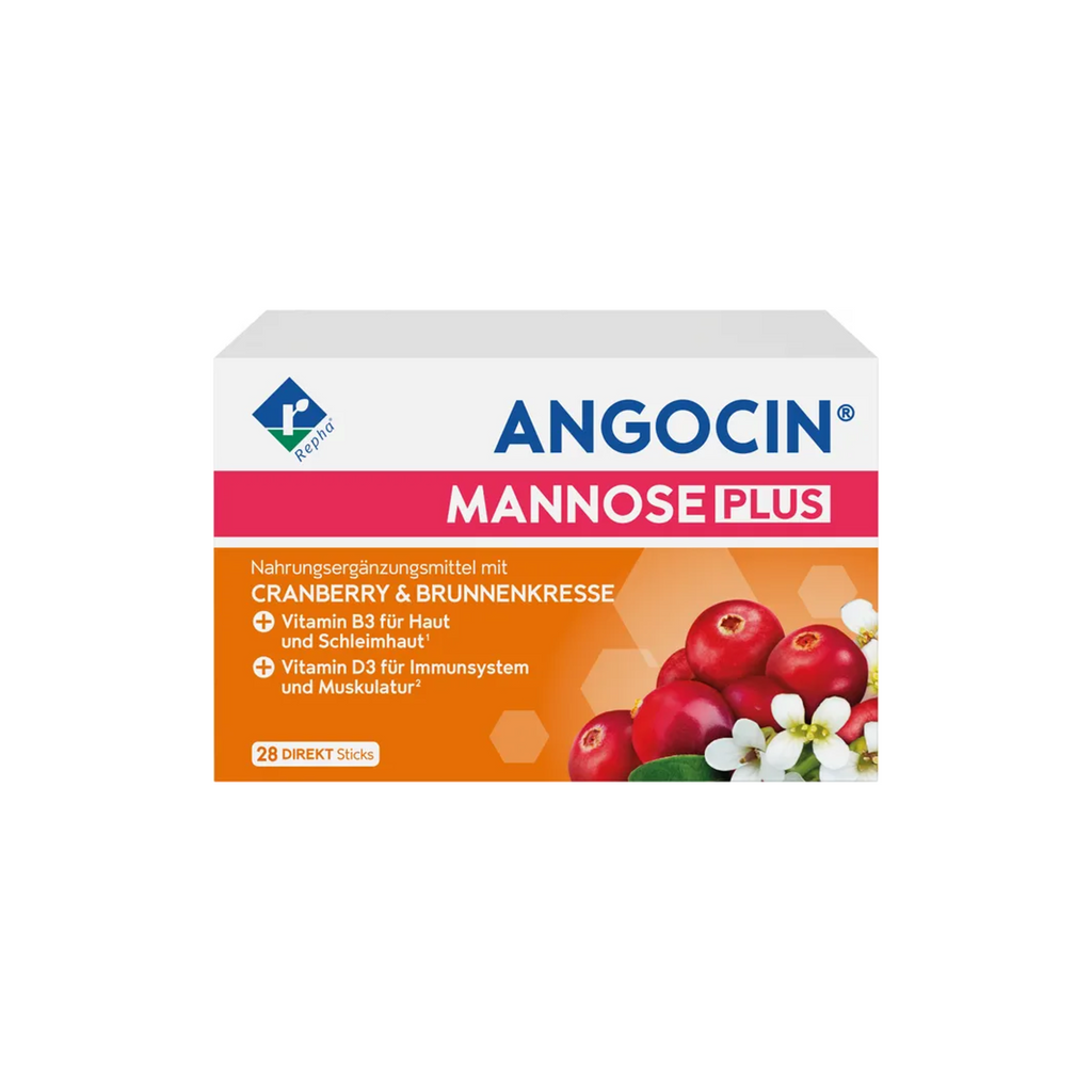 ANGOCIN MANNOSE PLUS 28 Direct Sticks 84g | D-Mannose, Cranberry & Watercress | Vitamin B3 & D3 | Urinary Tract & Immune Support | 28x3g PZN 20168084
