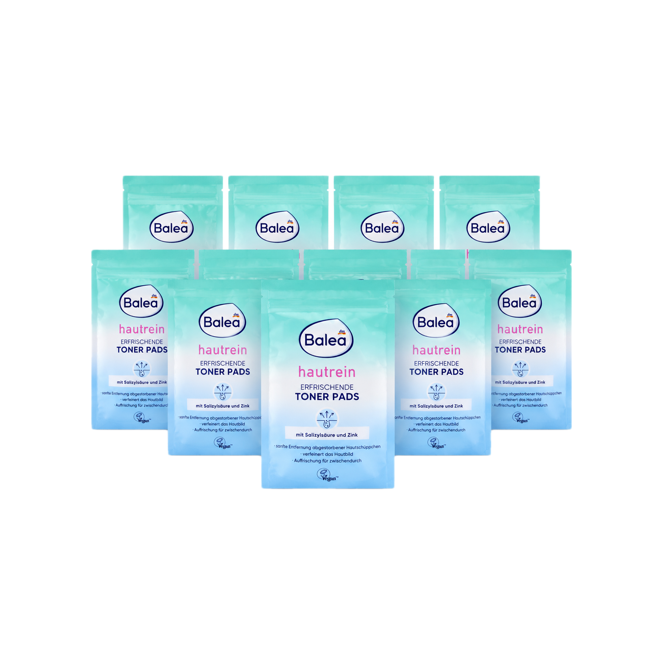 Balea Hautrein Refreshing Toner Pads 10-Pack | Salicylic Acid & Zinc Clarifying Facial Pads | 10 × 10 Pads | Vegan