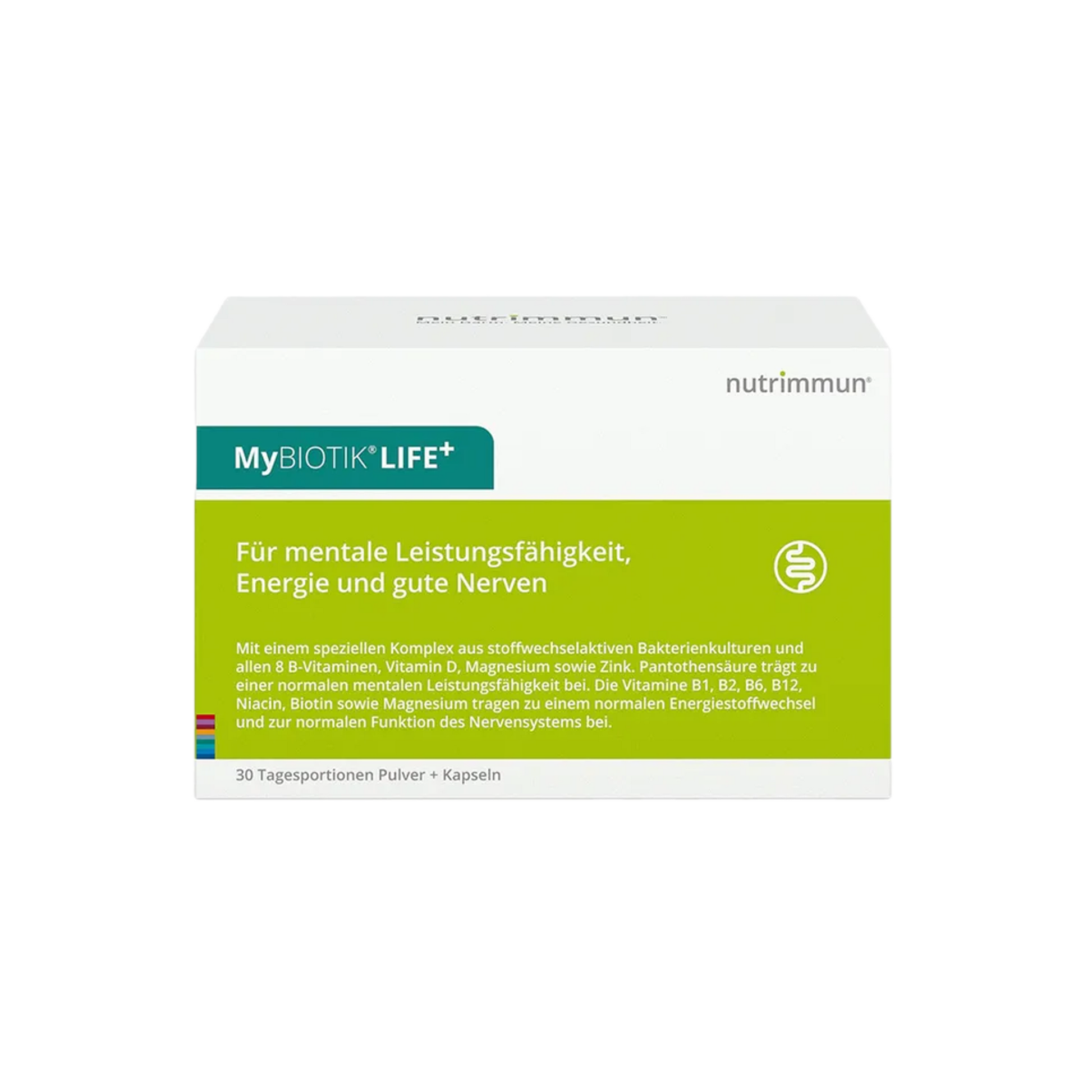 MyBIOTIK LIFE+ Gut-Brain Probiotic 30-Day Pack | 2 Live Probiotic Strains | 3 Billion CFU | Complete Vitamin B Complex, Vitamin D, Magnesium & Zinc | PZN 16537481