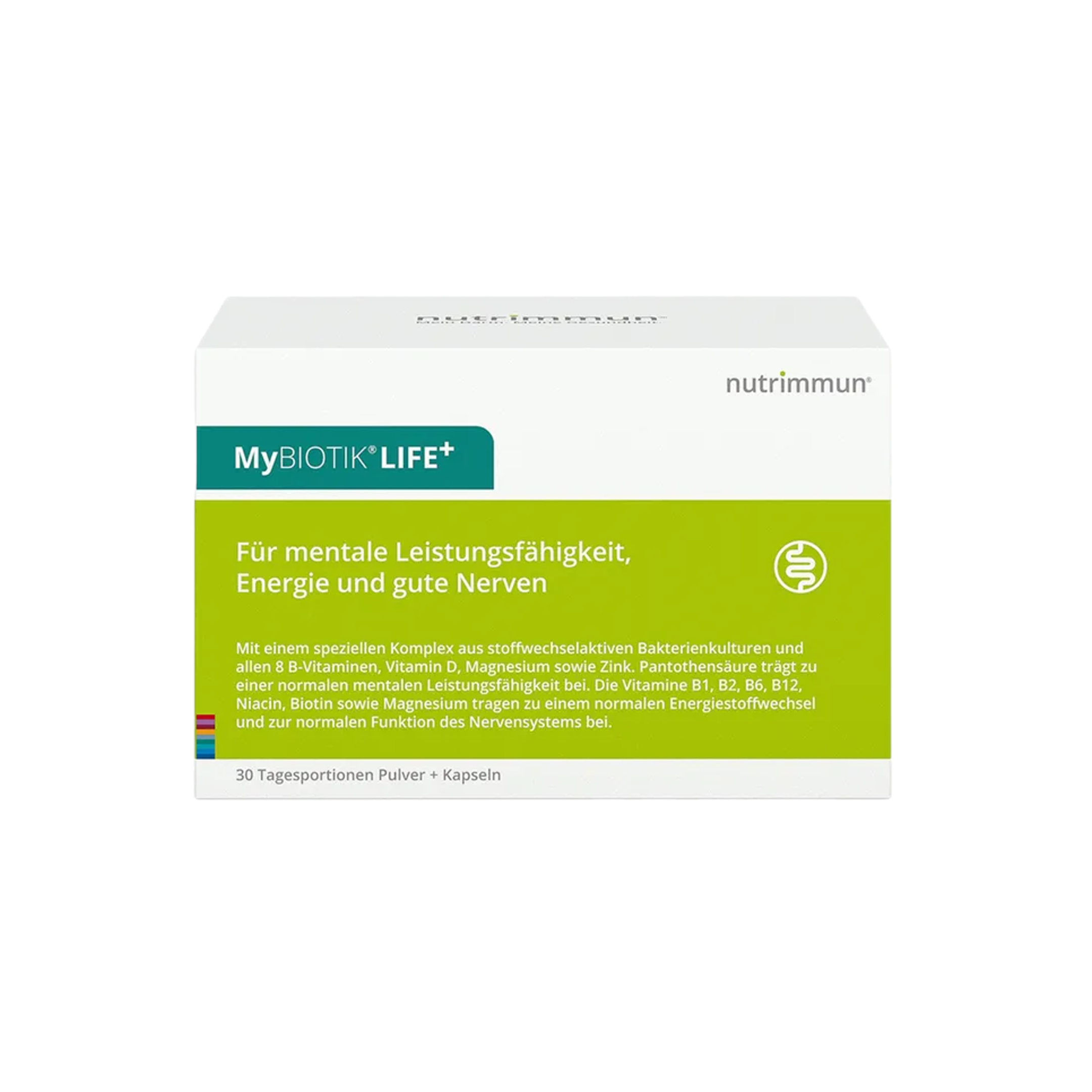 MyBIOTIK LIFE+ Gut-Brain Probiotic 30-Day Pack | 2 Live Probiotic Strains | 3 Billion CFU | Complete Vitamin B Complex, Vitamin D, Magnesium & Zinc | PZN 16537481