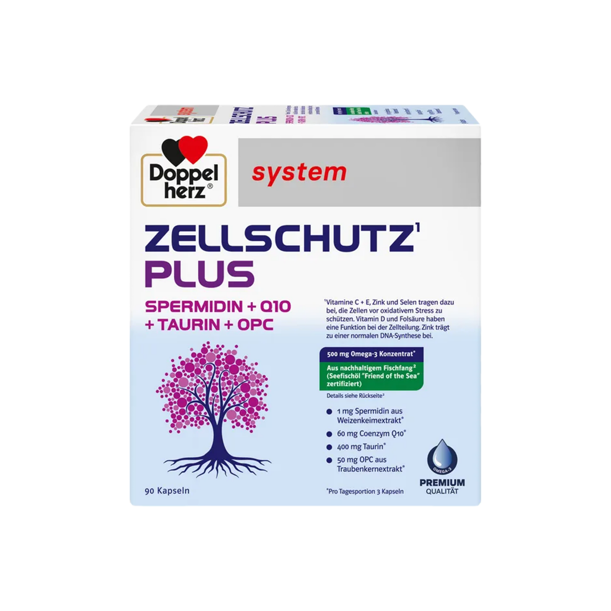 Doppelherz system Cell Protection Plus 90 Capsules | Spermidine, CoQ10, Taurine, OPC & Omega-3 | Advanced Antioxidant Formula  PZN 20087747