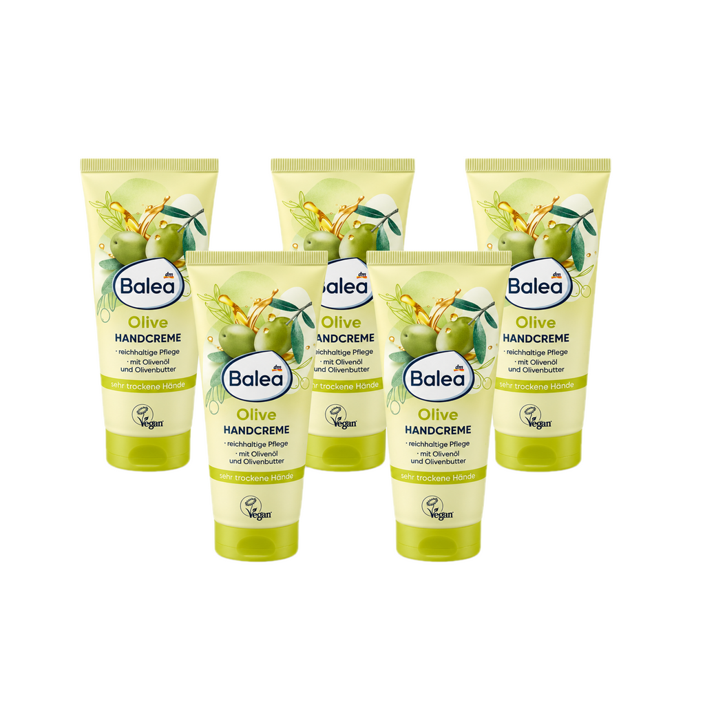Balea Olive Hand Cream 5-Pack | Olive Oil, Olive Butter & Panthenol | Intensive Care for Very Dry Hands | 5 × 100 ml