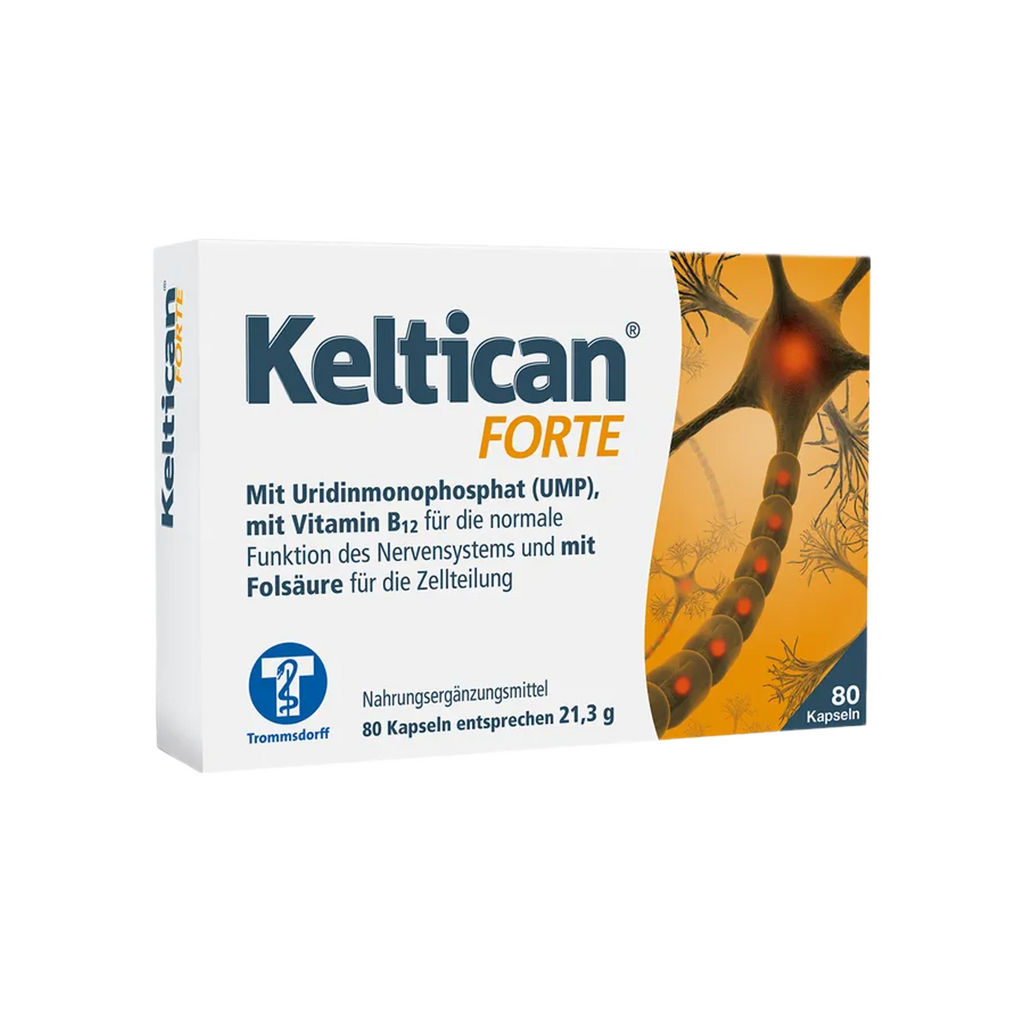 Keltican Forte 胶囊 80粒 | 尿苷单磷酸 (UMP) + 维生素 B12 + 叶酸 | 纯素食品补充剂 | 德国制造 | PZN 14352754