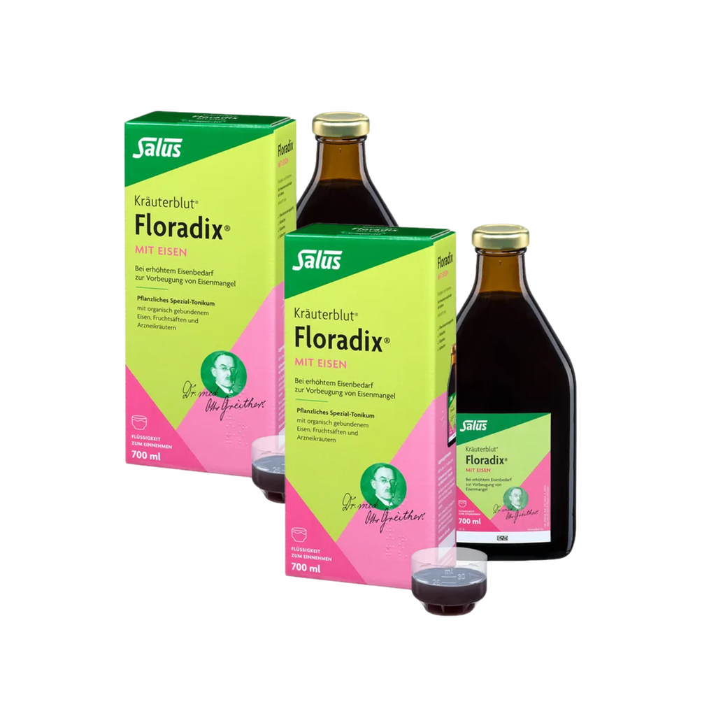 Salus Kräuterblut Floradix mit Eisen Twin Pack 2 × 700 ml | Liquid Iron Supplement with Herbal Extracts & Fruit Juices | Energy & Iron Support | PZN 20121154