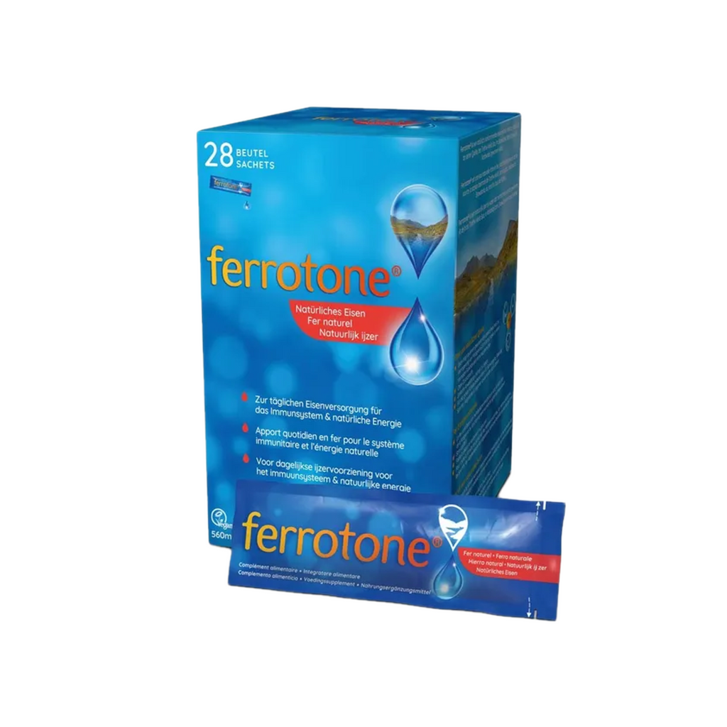 Ferrotone Natural Iron Natural Iron-Rich Water 28 × 20 ml Sachets | Gentle Iron Supplement | 5 mg Iron per Sachet | PZN 17888343