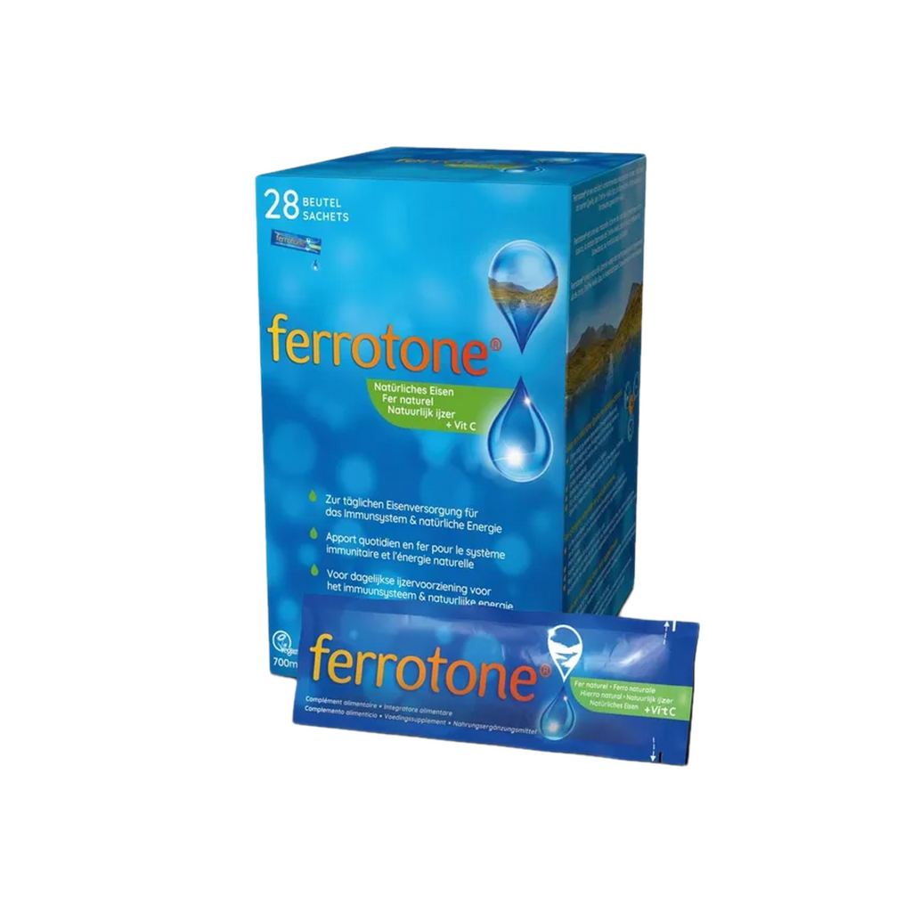 Ferrotone® Natural Iron Apple Natural Iron-Rich Water with Apple Juice & Vitamin C 28 × 25 ml Sachets | Gentle Liquid Iron Supplement | PZN 17888366