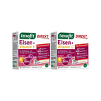 taxofit Eisen + Vitamin C Direkt-Granulat Twin Pack | 2 × 20 Sachets | Iron, Vitamin C & Folic Acid | Direct Granules | Cassis Flavor | 40 Sachets PZN 19080556