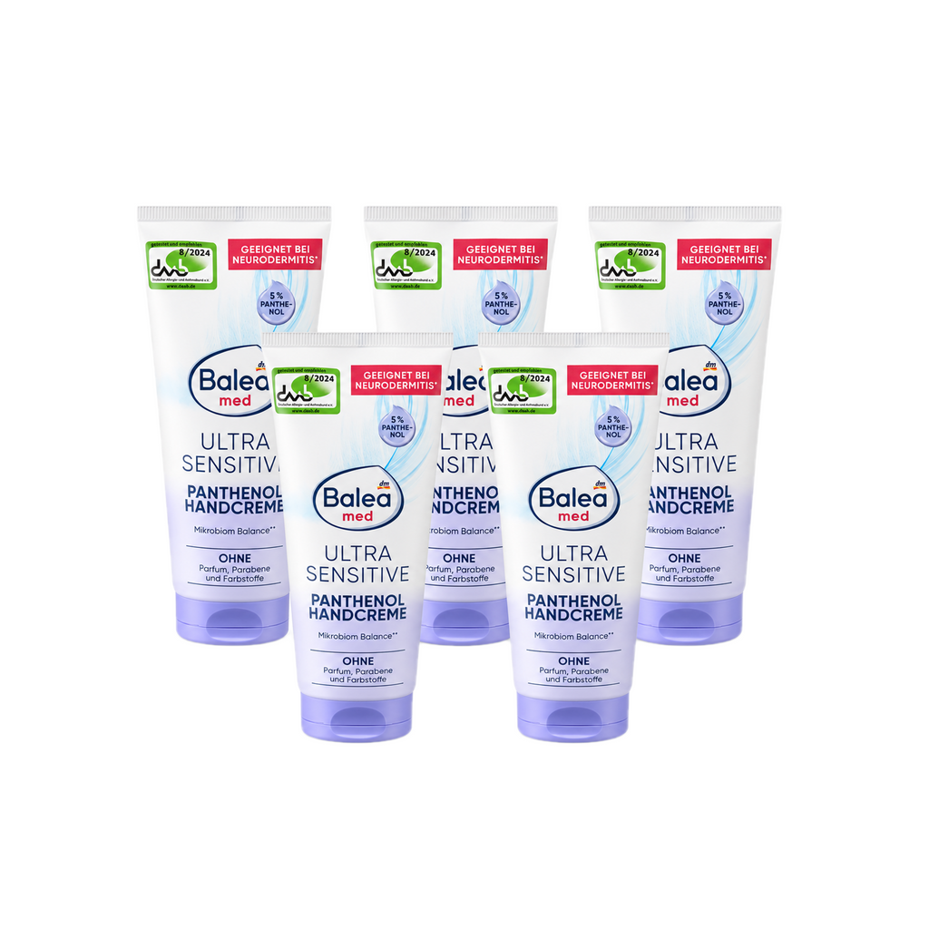 Balea MED Ultra Sensitive Hand Cream 5-Pack | 5% Panthenol, Glycerin & Allantoin | Fragrance-Free Hand Care | 5 × 100 ml