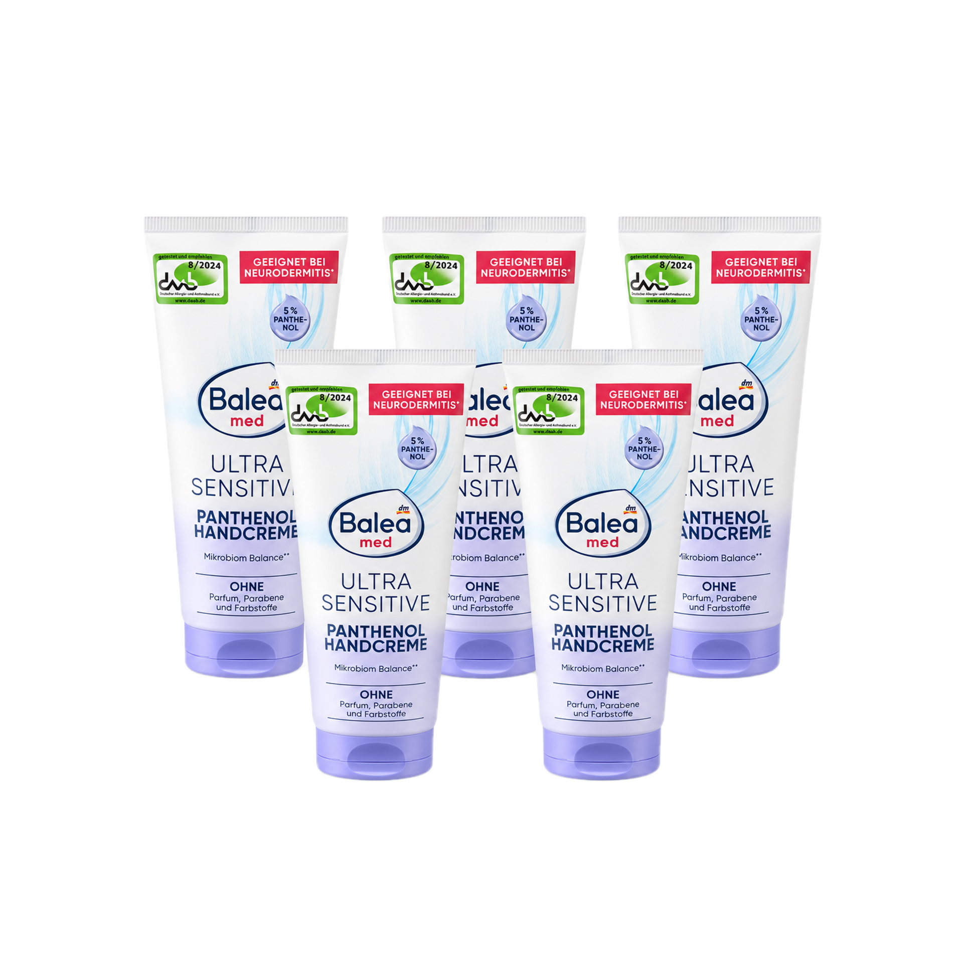 Balea MED Ultra Sensitive Hand Cream 5-Pack | 5% Panthenol, Glycerin & Allantoin | Fragrance-Free Hand Care | 5 × 100 ml