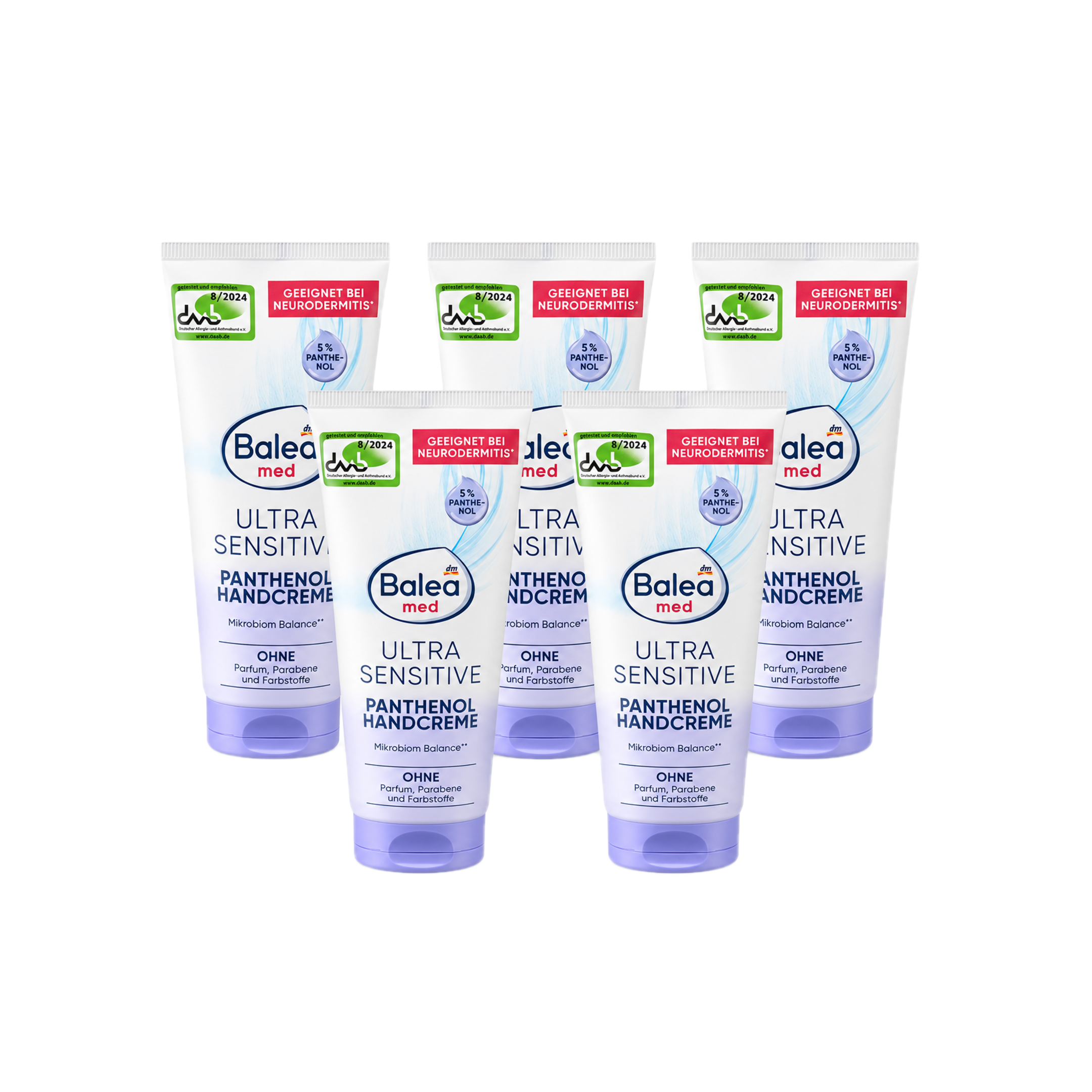 Balea MED Ultra Sensitive Hand Cream 5-Pack | 5% Panthenol, Glycerin & Allantoin | Fragrance-Free Hand Care | 5 × 100 ml