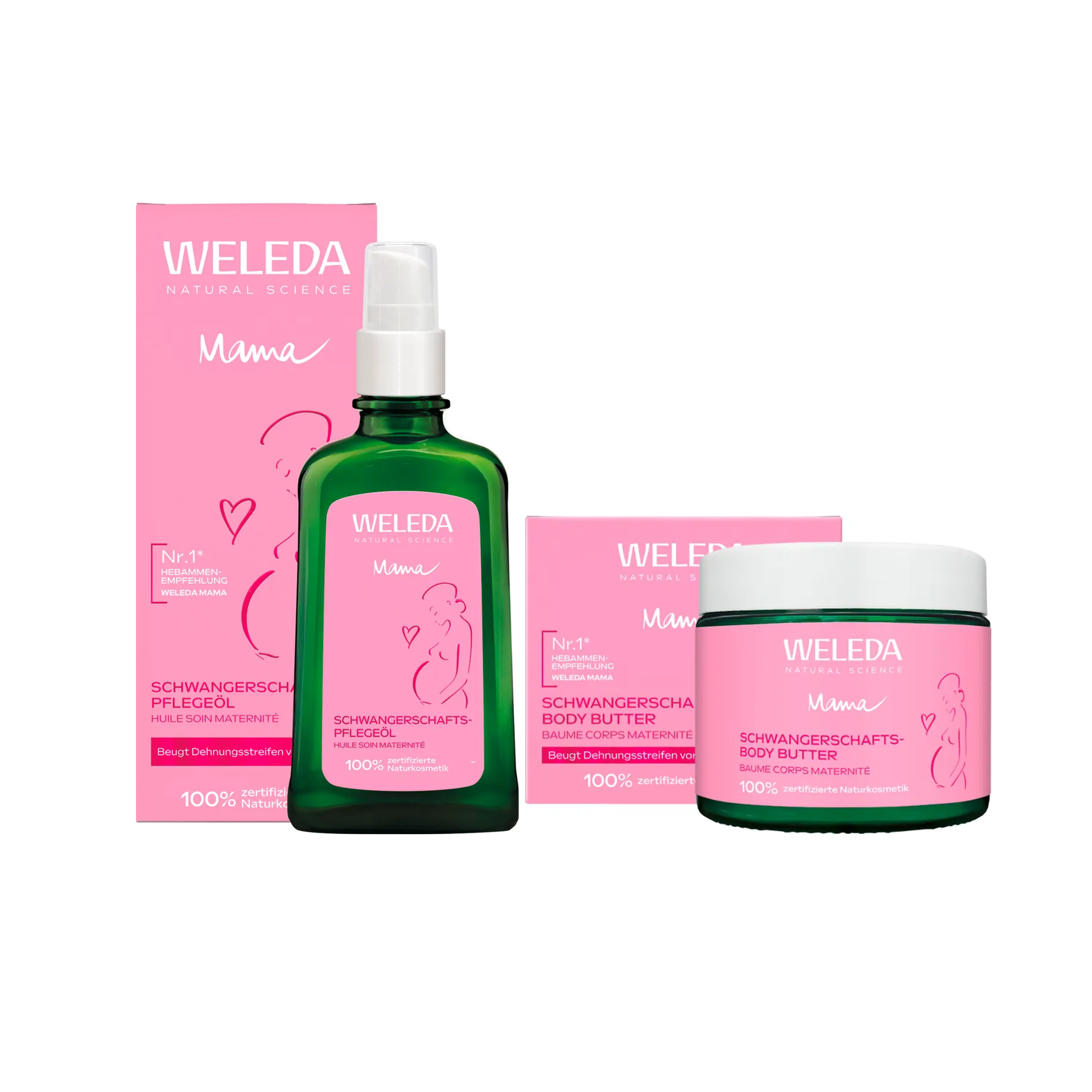 Weleda Pregnancy Skin Care Duo | Pregnancy Body Oil + Pregnancy Body Butter | Stretch Mark Prevention & Intensive Hydration | Made in Germany