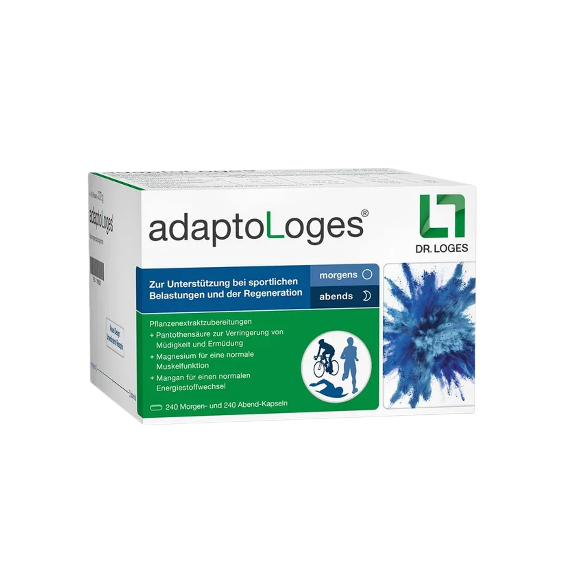 adaptoLoges | Adaptogen Performance Formula | Rhodiola, Schisandra, Eleuthero, Magnesium & Pantothenic Acid | Morning & Evening Formula | 480 Capsules | PZN 11865921