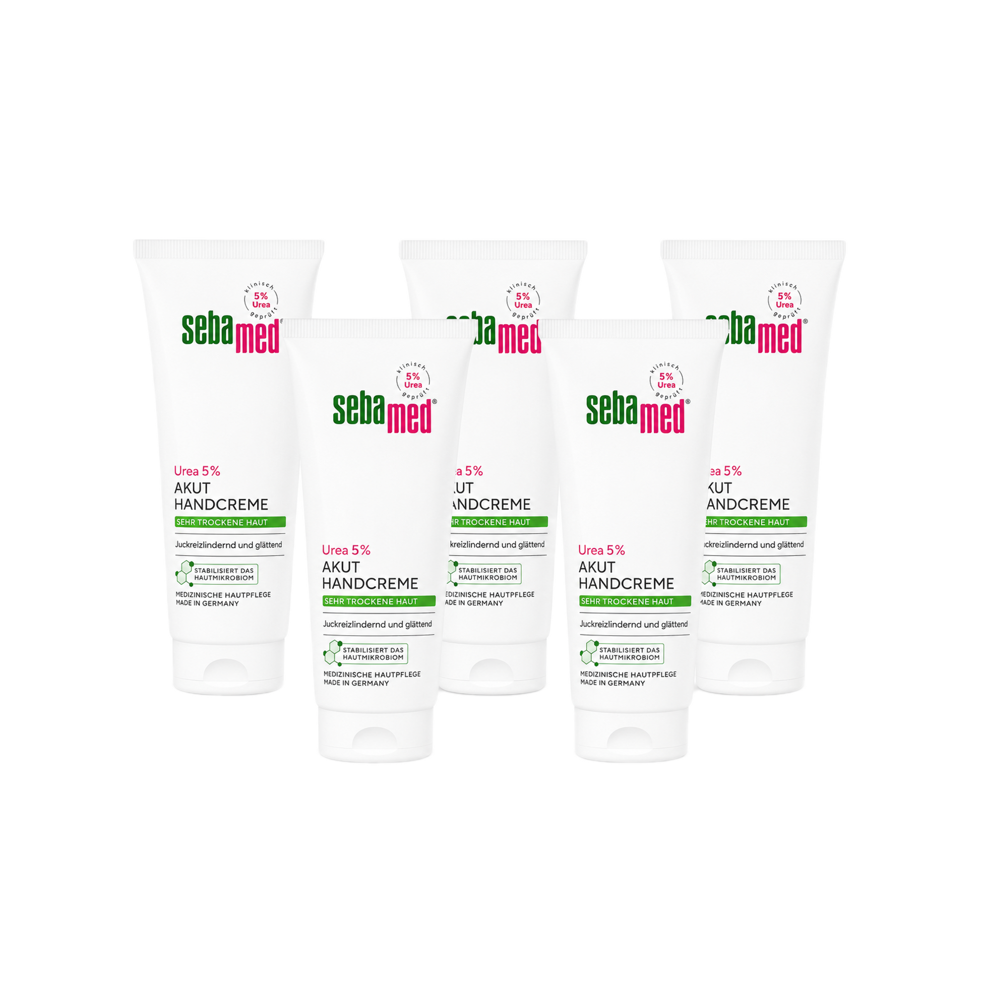 Sebamed Urea Acute Hand Cream 5-Pack | 5% Urea, Panthenol & Avocado Oil | Intensive Care for Very Dry Hands | 5 × 75 ml