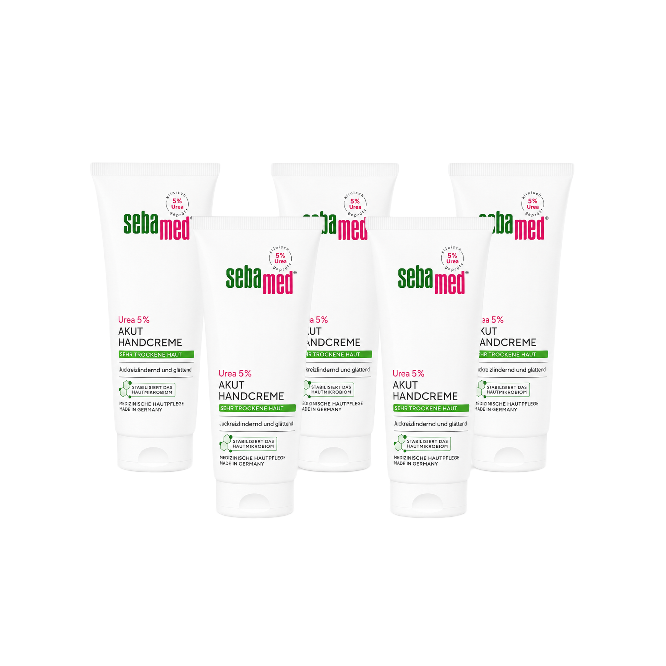 Sebamed Urea Acute Hand Cream 5-Pack | 5% Urea, Panthenol & Avocado Oil | Intensive Care for Very Dry Hands | 5 × 75 ml