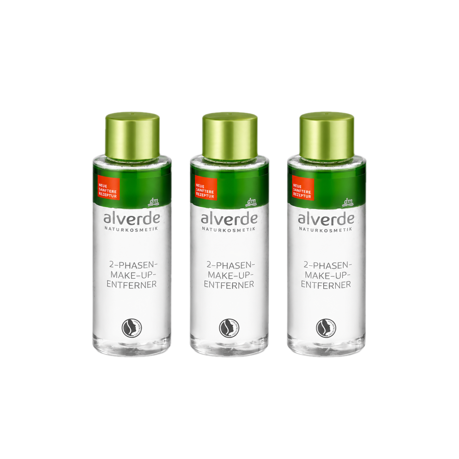 alverde NATURKOSMETIK 2-Phase Make-up Remover 3-Pack | Removes Waterproof Makeup | Organic Avocado Oil & Aloe Vera | 3 × 100 ml