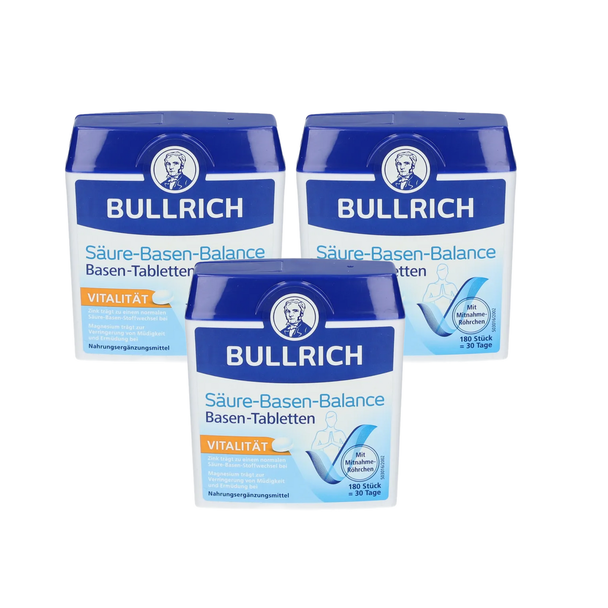 Bullrich Acid-Base Balance Tablets Triple Pack 540 Tablets | Minerals & Zinc for Acid-Base Metabolism | 3 × 180 Tablets | PZN 11089871