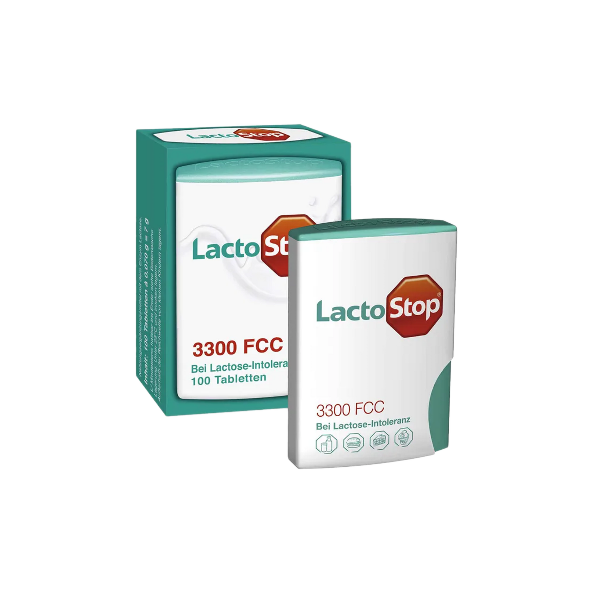 LactoStop 3,300 FCC Tablets 100 Tablets | Lactase Enzyme | Click Dispenser | Vegan | Made in Germany | PZN 09292004