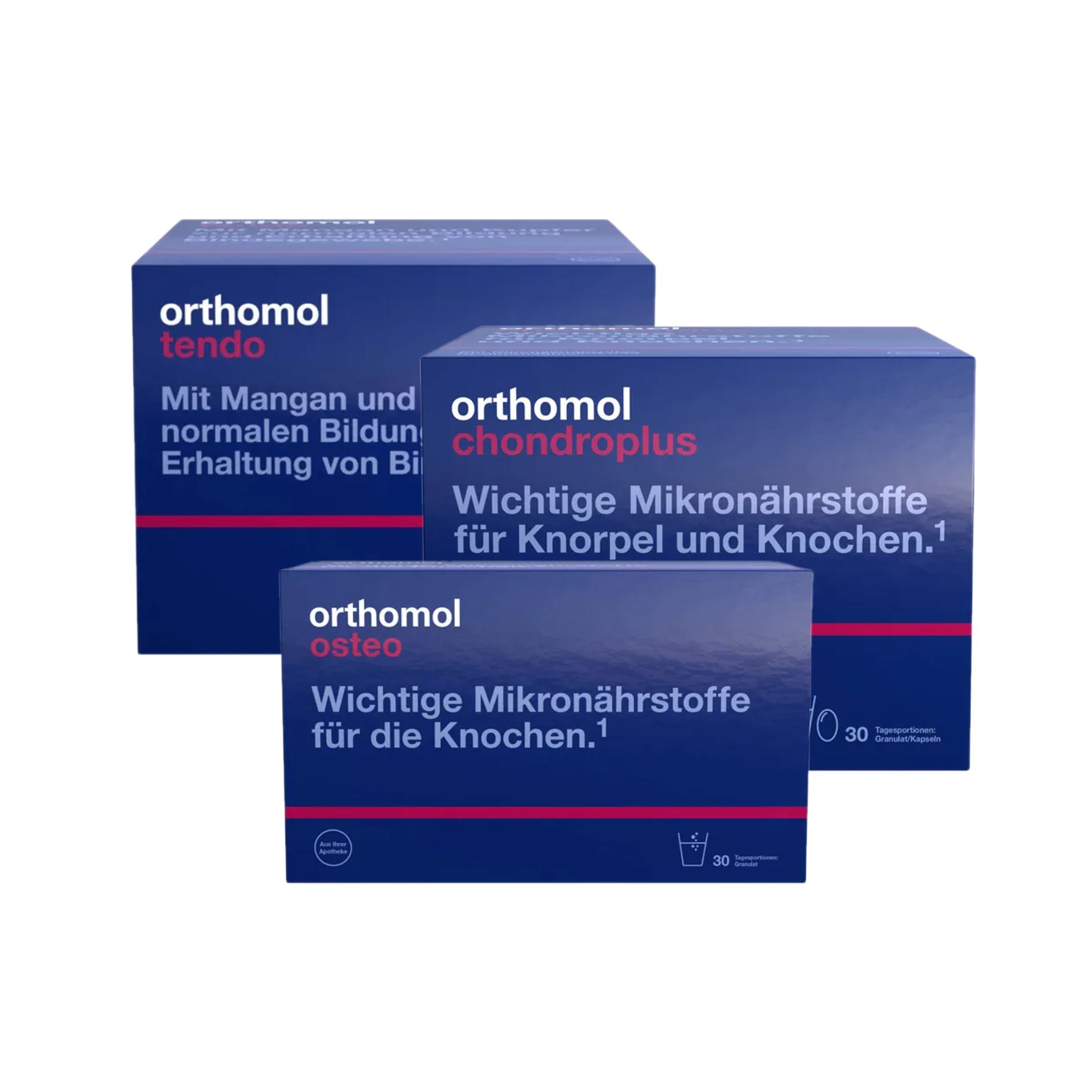 Orthomol Complete Mobility Support Bundle | Joint, Bone & Connective Tissue Formula | Chondroplus + Osteo + Tendo | 30-Day Premium Pack
