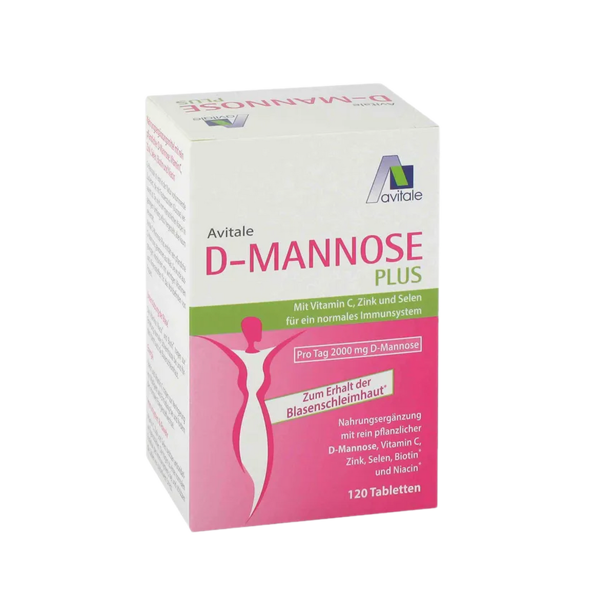 Avitale D-Mannose Plus 2,000 mg | Niacin + Biotin for Normal Mucous Membranes | 120 Tablets | PZN 15743830