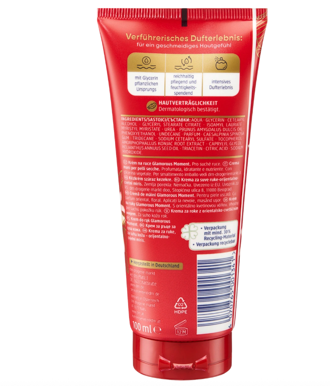 Balea Glamorous Moment Hand Cream | Intensive Moisture with Plant-Based Glycerin, Urea & Sweet Almond Oil | Oriental Fragrance | Vegan | 5 × 100 ml Value Pack | 500 ml Total