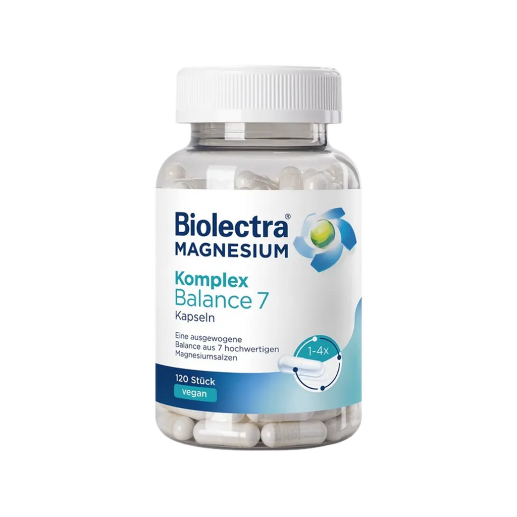Biolectra Magnesium Complex Balance 7 | 7 Magnesium Forms with Bisglycinate, Citrate & Malate | 100–400 mg Magnesium | Vegan | 120 Capsules | PZN 20300052
