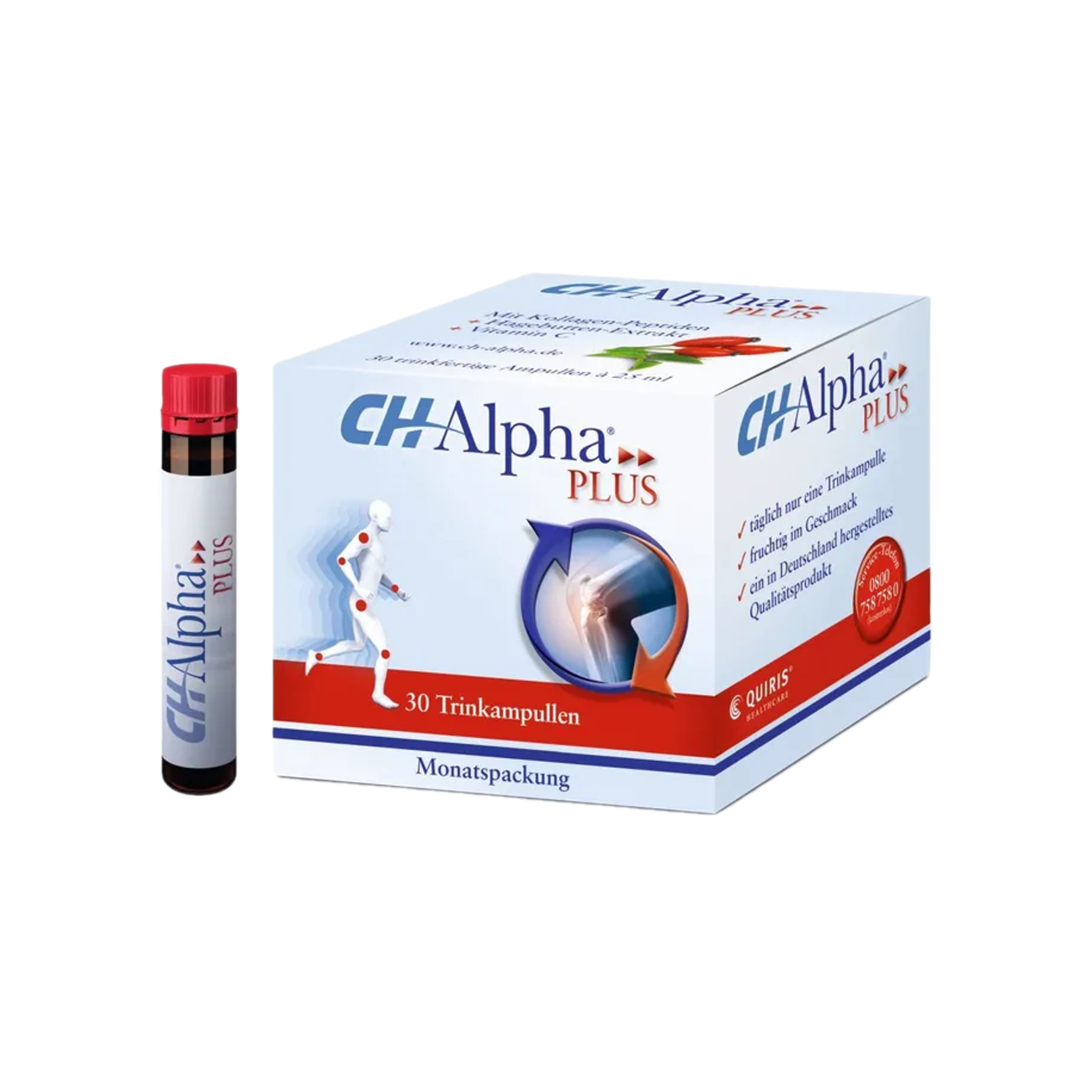 CH-Alpha PLUS 关节胶原蛋白饮用安瓿 30 支 PZN 05005597 含玫瑰果提取物和维生素 C，有益于关节和软骨健康