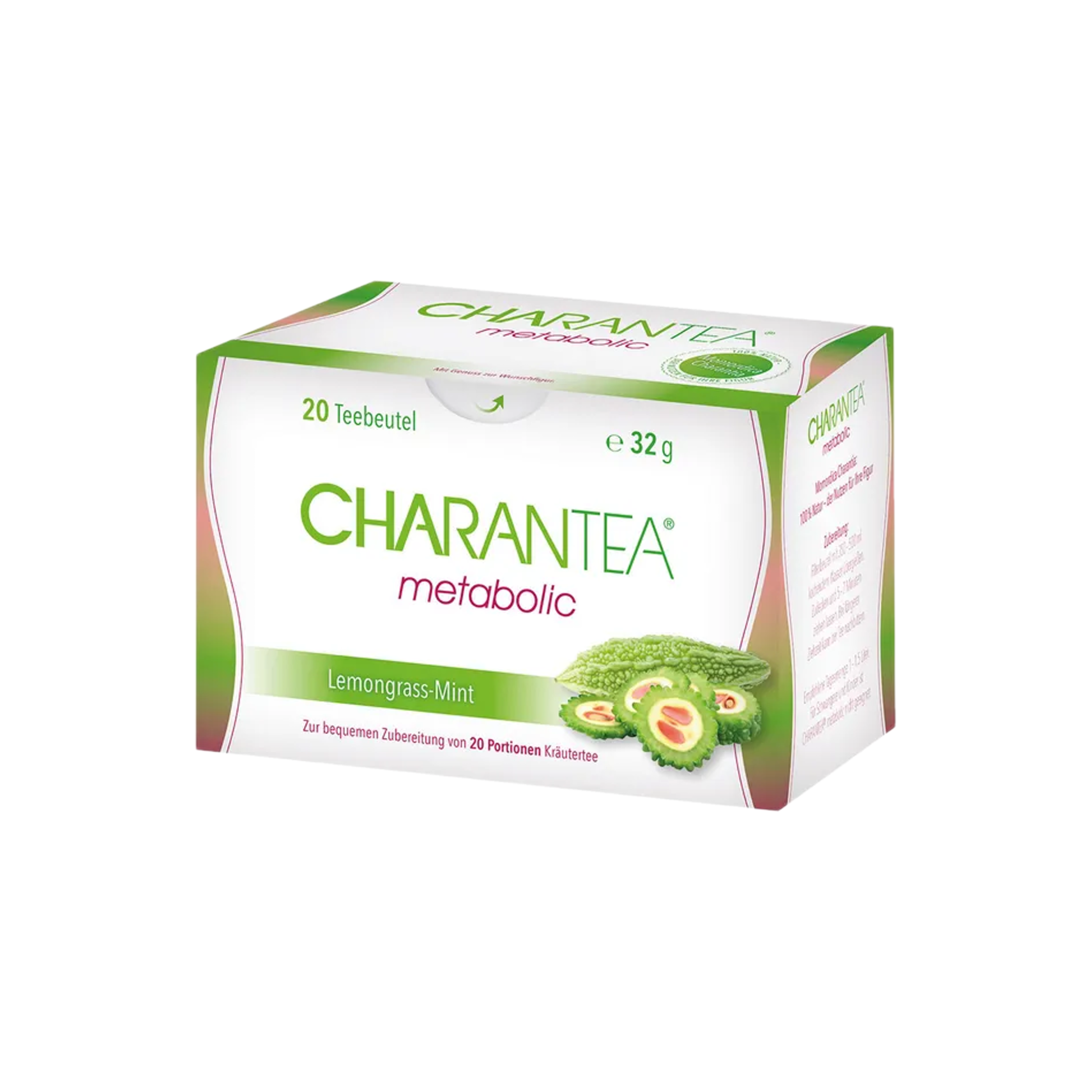 CHARANTEA Metabolic Lemongrass-Mint Tea | Bitter Melon, Lemongrass & Spearmint | Herbal Wellness Tea | 20 Tea Bags | PZN 16337196