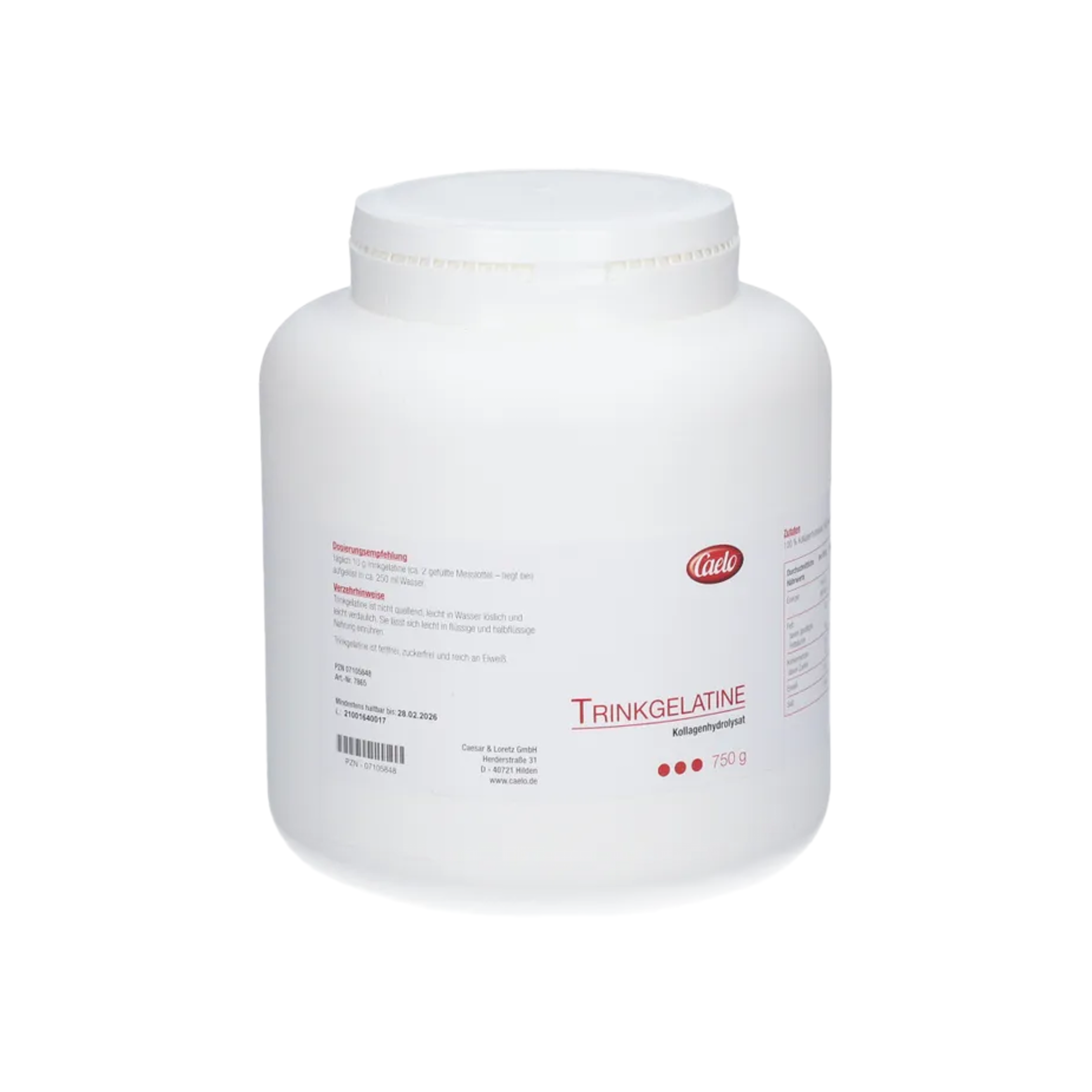 Caelo Drinking Gelatin | 100% Bovine Collagen Hydrolysate | High-Protein Collagen Powder | 750 g | PZN 07105848