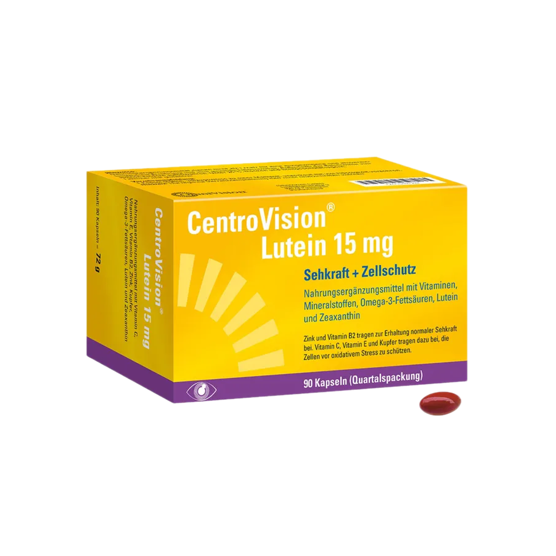 Centrovision 叶黄素 15 毫克胶囊，90 粒 PZN 15401302