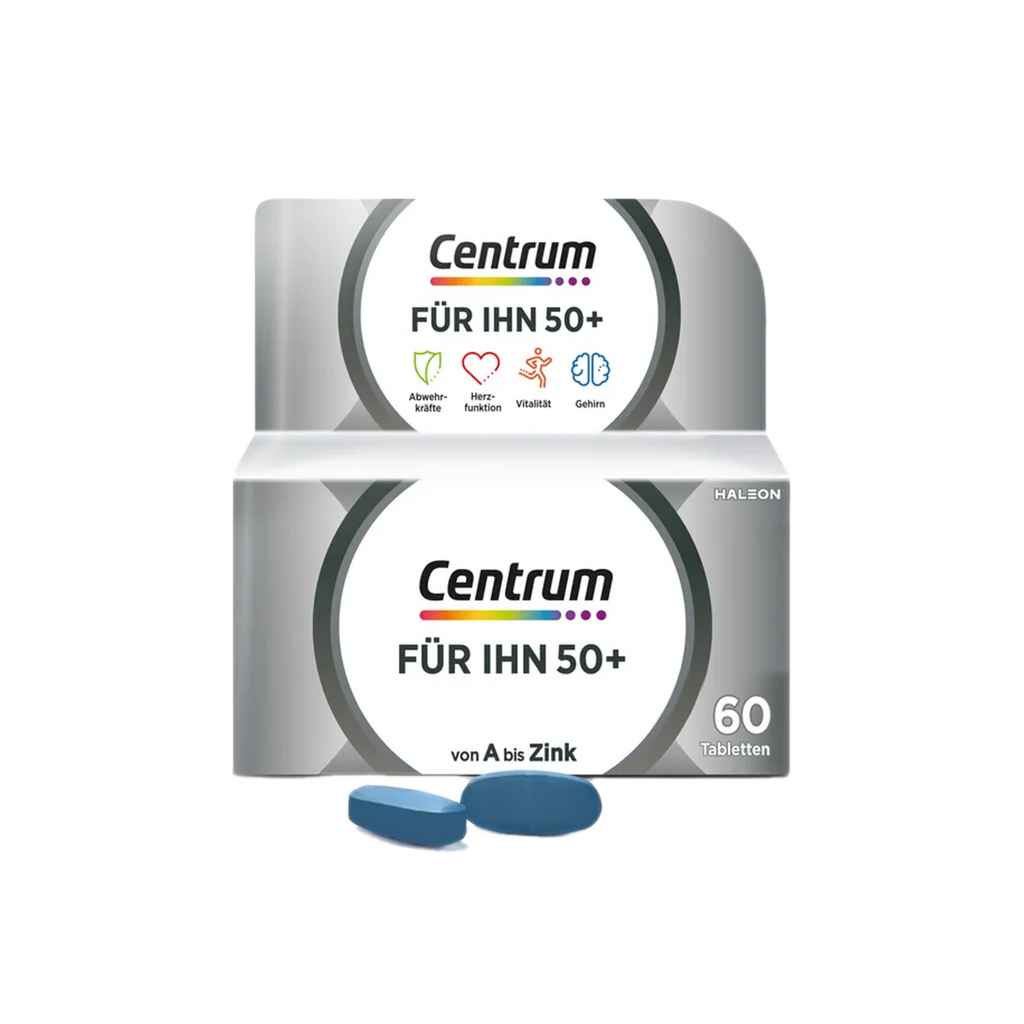 Centrum Men 50+ | Complete Multivitamin & Mineral Formula for Men Over 50 | Vitamin D, B12, Magnesium, Zinc & Selenium | 60 Tablets | PZN 10110913