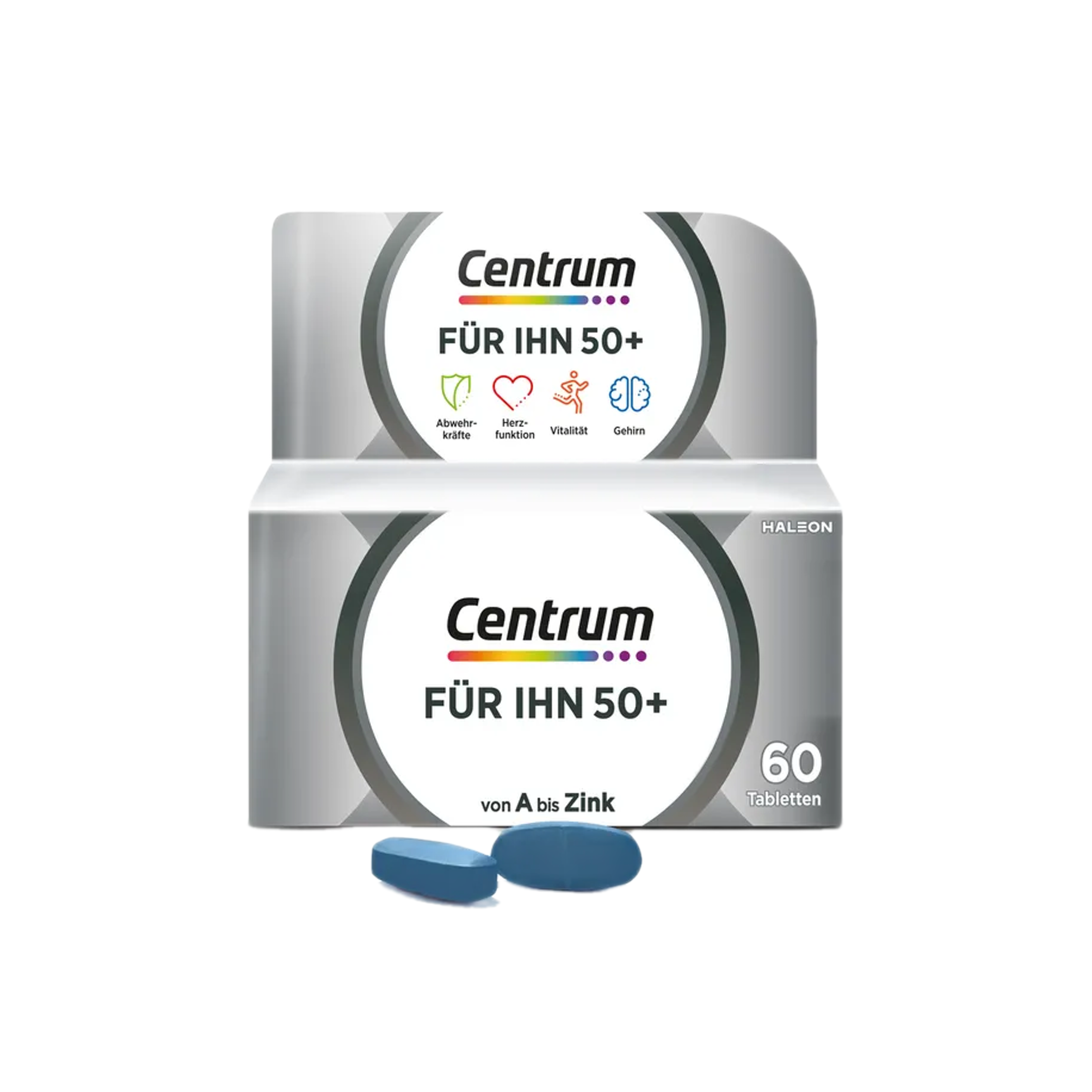 Centrum Men 50+ | Complete Multivitamin & Mineral Formula for Men Over 50 | Vitamin D, B12, Magnesium, Zinc & Selenium | 60 Tablets | PZN 10110913