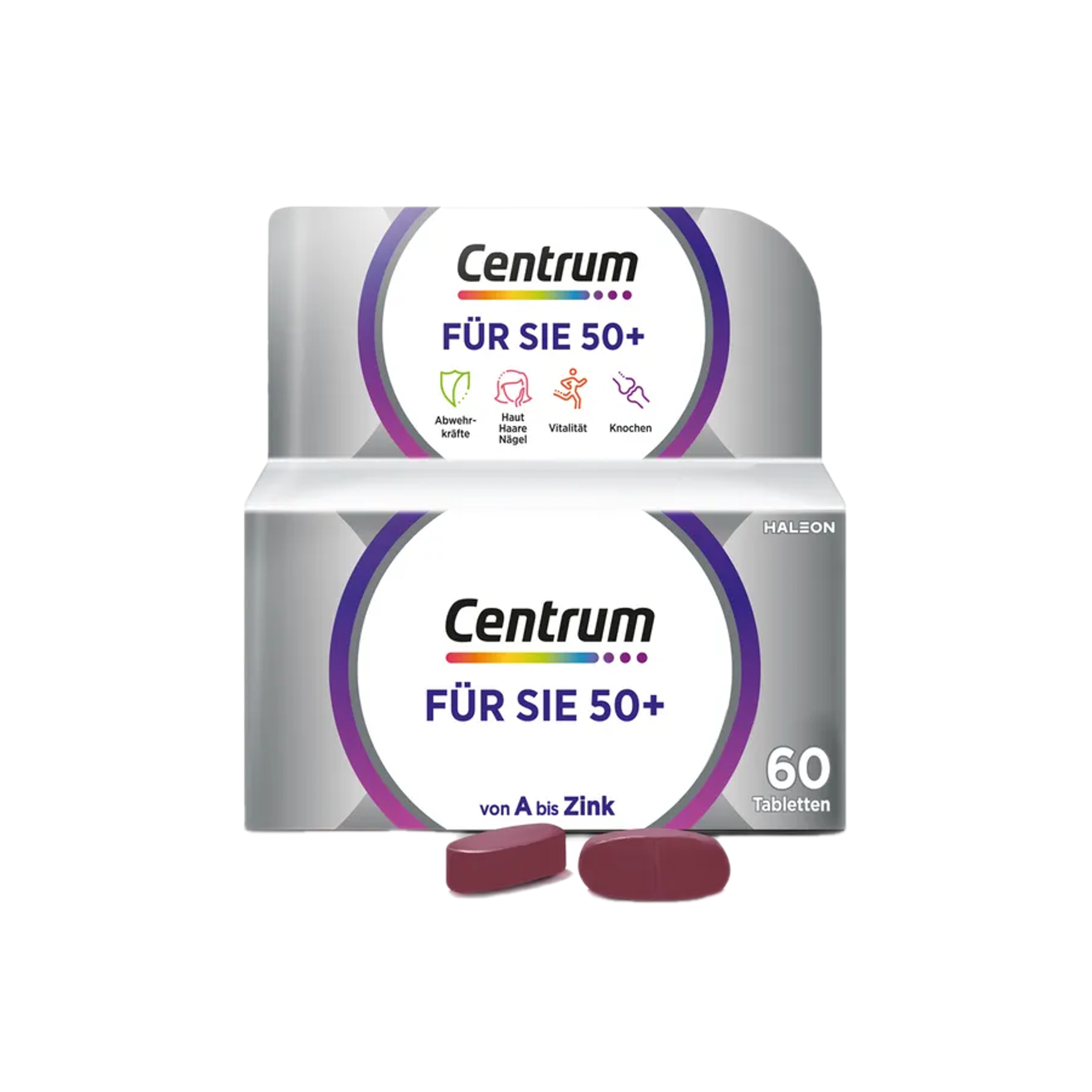 Centrum Women 50+ | Complete Multivitamin & Minerals for Women Over 50 | Calcium, Vitamin D, B12, Biotin & Magnesium | 60 Tablets | PZN 10110899
