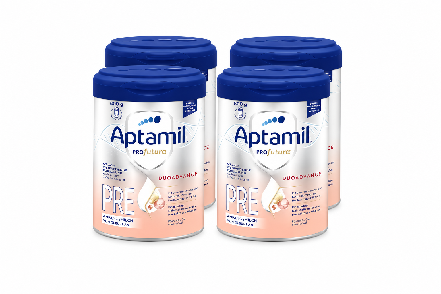 德国原装 Aptamil爱他美 Profutura PRE 段新生儿婴儿配方奶粉800 克 × 4 罐 0-6个月 | 含 2'-FL HMO、GOS/FOS、DHA 和 ARA | 不含棕榈油 德国制造 PZN 17212195