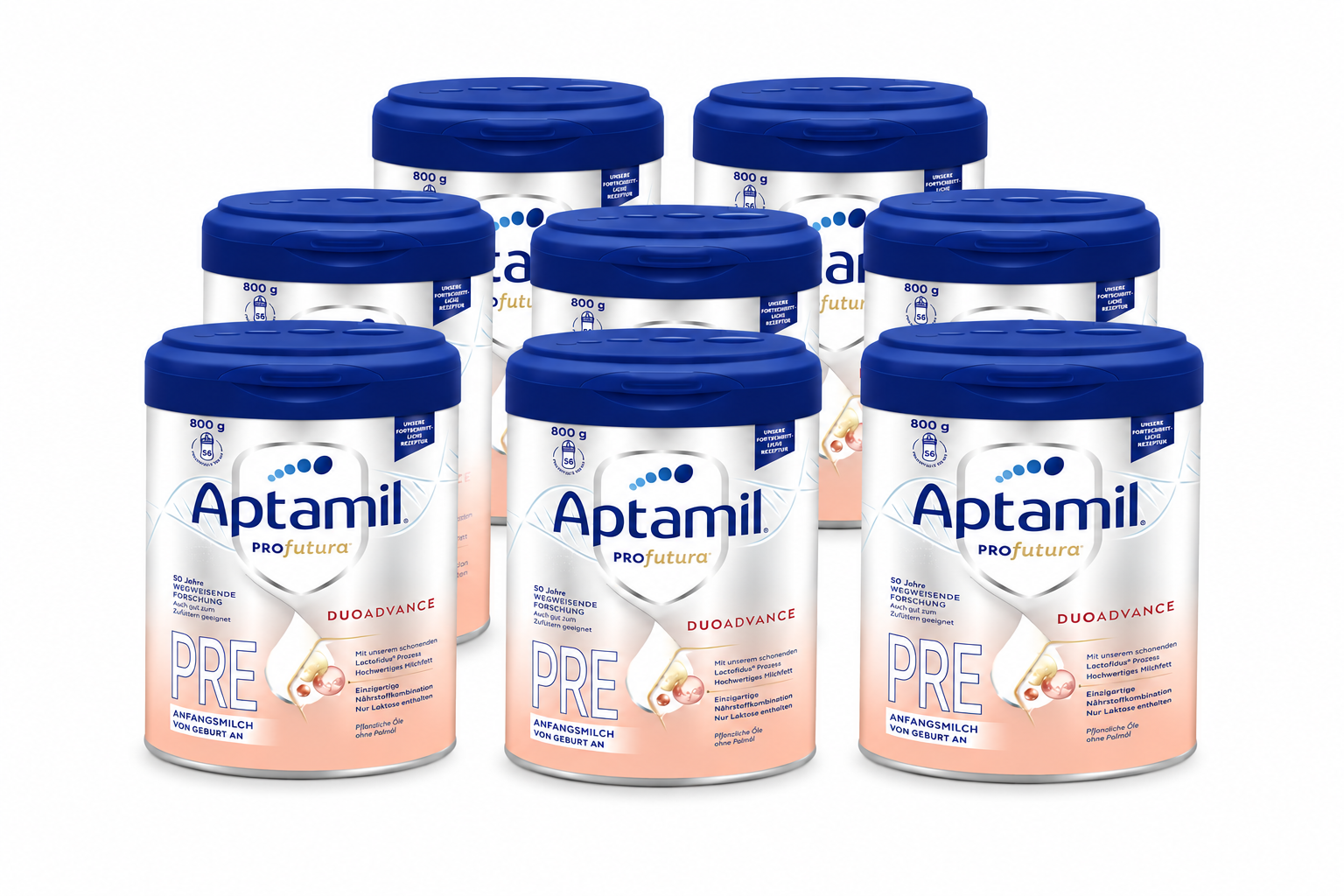 德国原装 Aptamil爱他美 Profutura PRE 段新生儿婴儿配方奶粉800 克 × 8 罐 0-6个月 | 含 2'-FL HMO、GOS/FOS、DHA 和 ARA | 不含棕榈油 德国制造 PZN 17212195