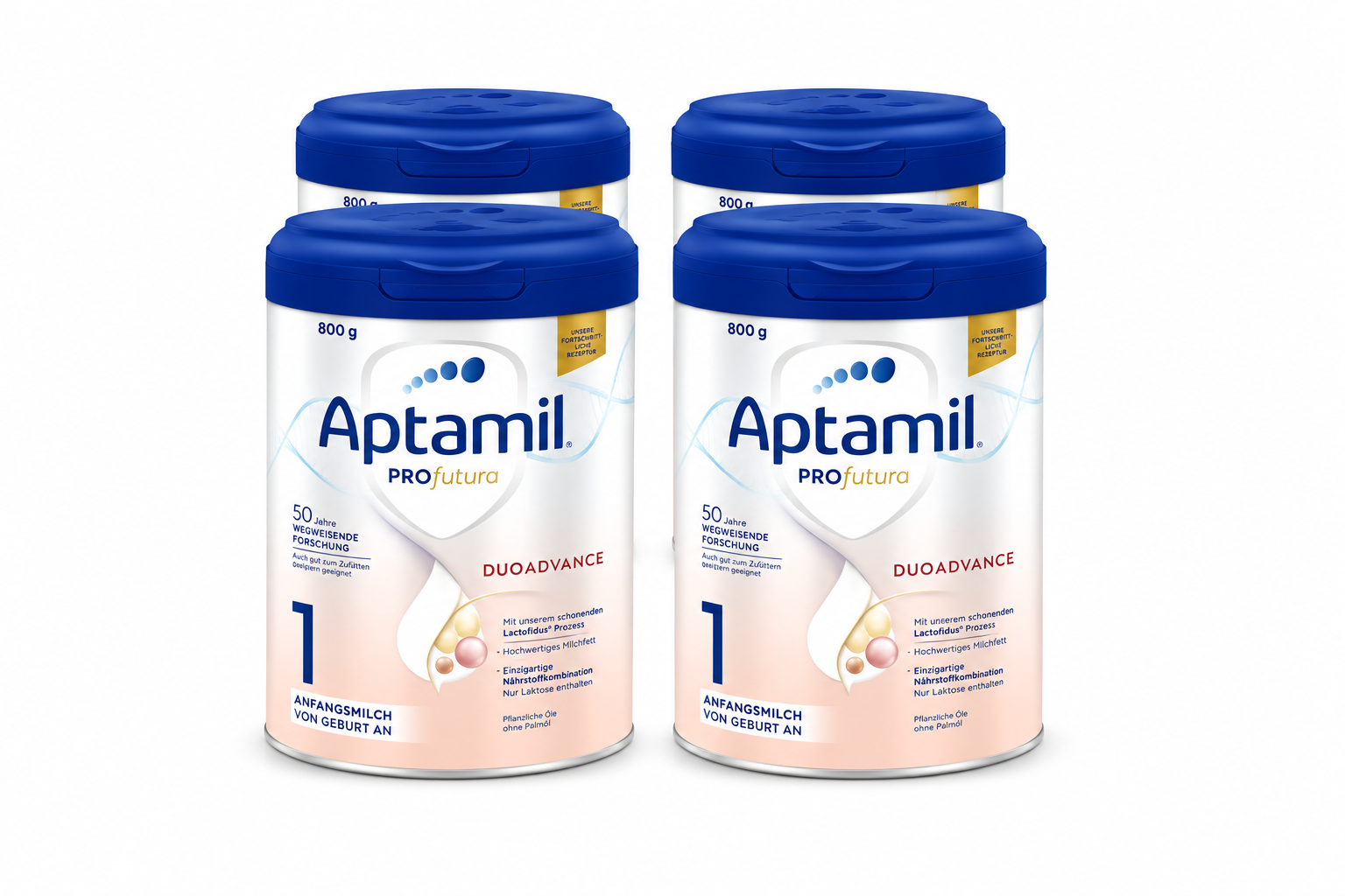 Aptamil Profutura DUOADVANCE 1 Infant Formula 800 g × 4 Cans | From Birth | 2'-FL HMO, GOS/FOS, DHA & ARA | Palm Oil Free | Made in Germany | PZN 17212203