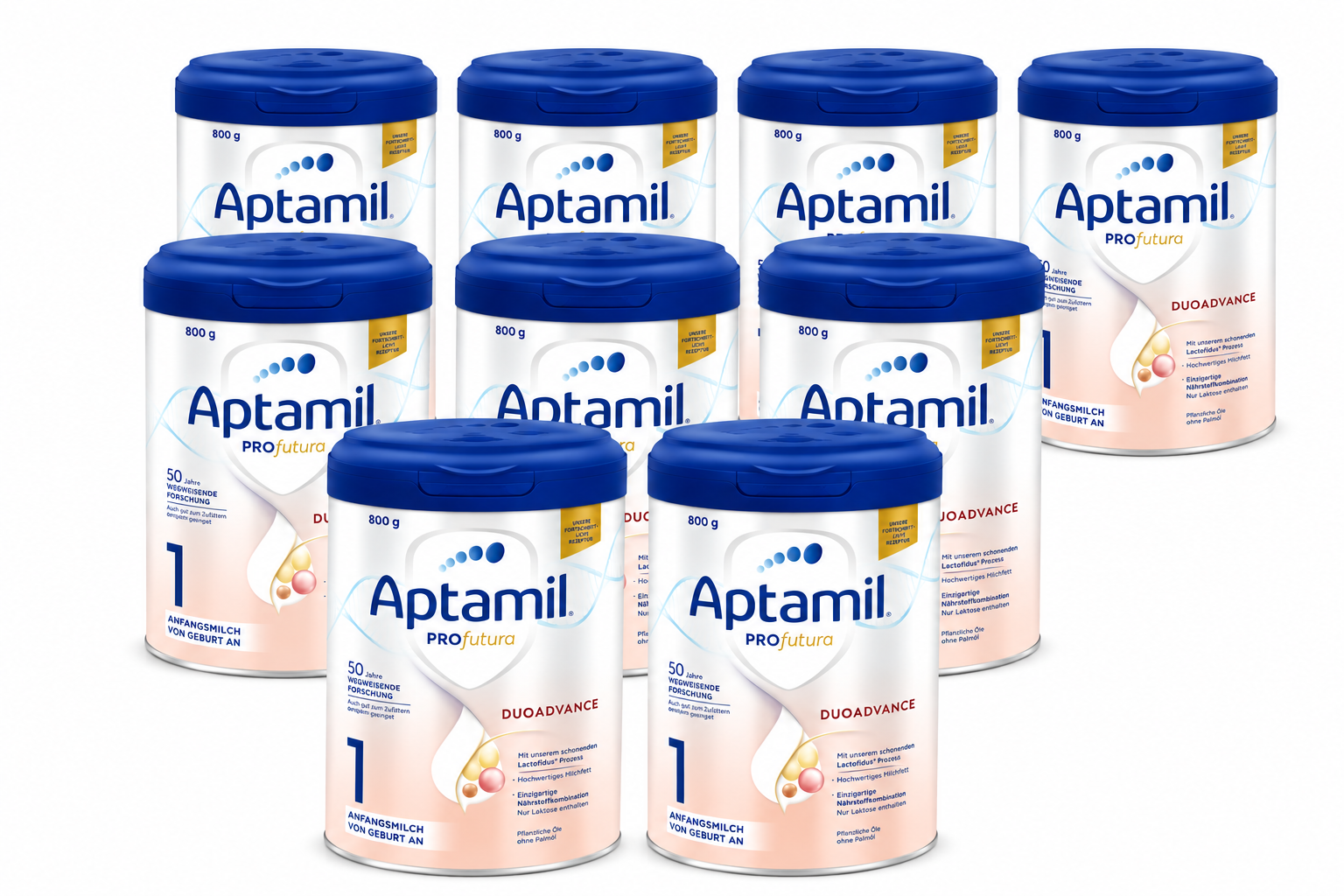 Aptamil Profutura DUOADVANCE 1 Infant Formula 800 g × 8 Cans | From Birth | 2'-FL HMO, GOS/FOS, DHA & ARA | Palm Oil Free | Made in Germany | PZN 17212203
