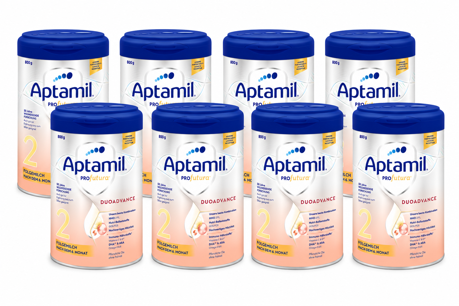 Aptamil Profutura DUOADVANCE 2 Follow-On Formula 800 g × 8 Cans | From 7 Months | 2'-FL HMO, GOS/FOS, DHA & ARA | Palm Oil Free | Made in Germany | PZN 17212226