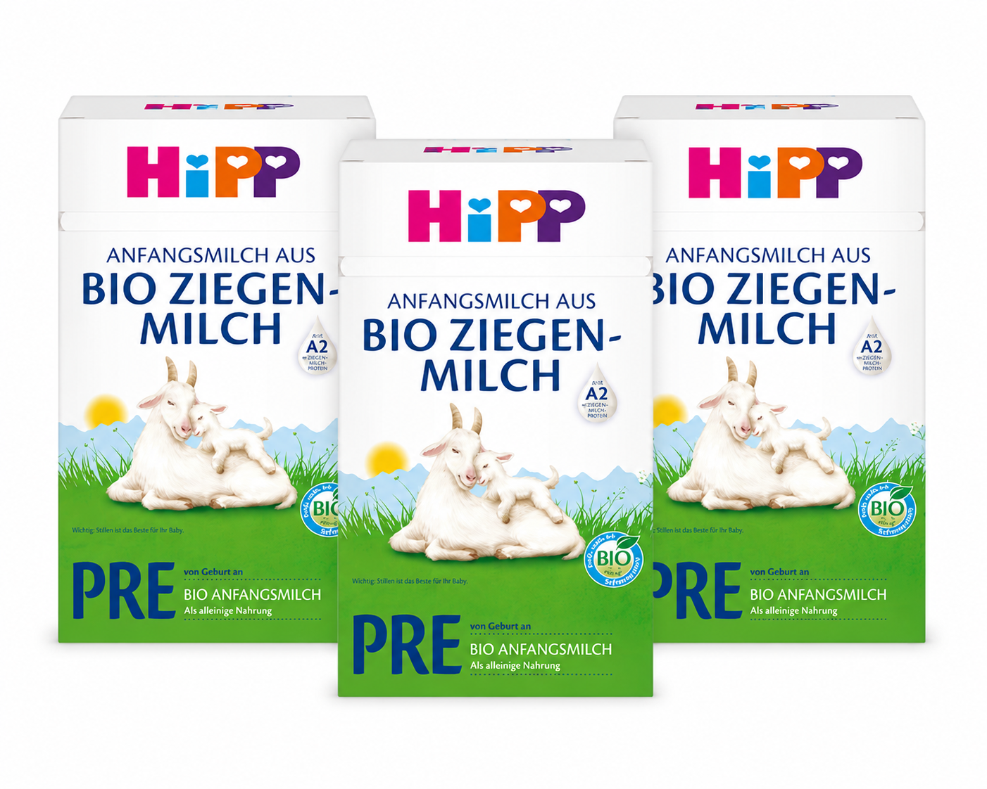 HiPP Organic Goat Milk PRE Infant Formula 400 g × 3 Boxes | From Birth | A2 Goat Milk, Organic GOS, DHA & ARA | EU Organic | Made in Germany | GTIN 4062300417311