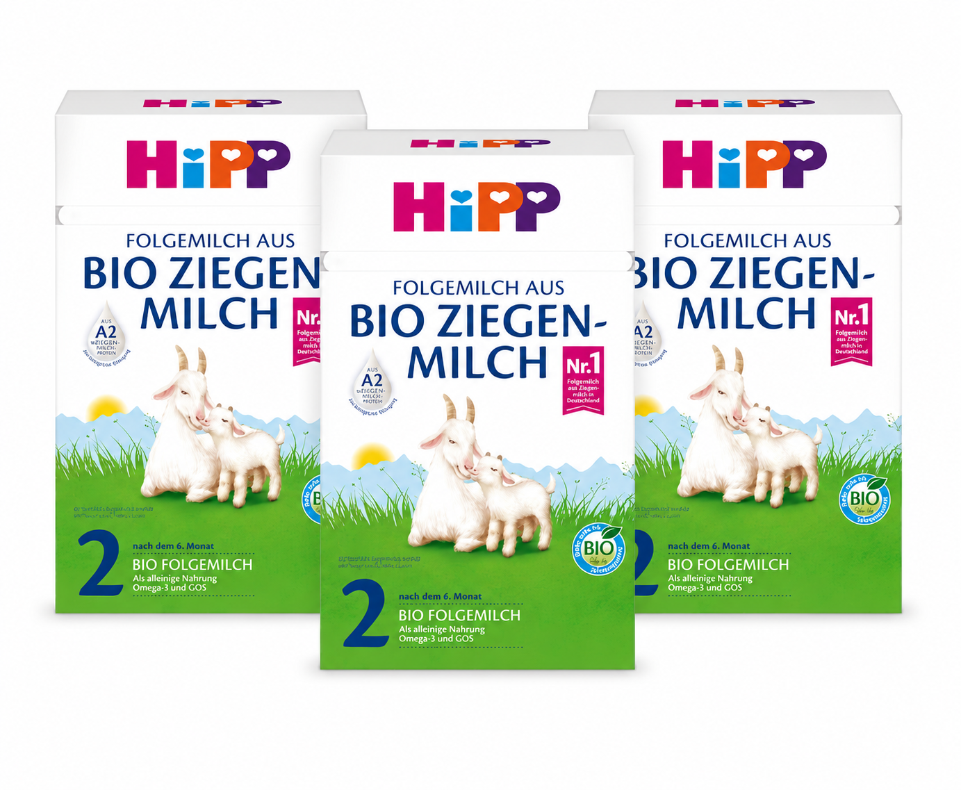 HiPP Organic Goat Milk Stage 2 Follow-on Formula 400 g × 3 Boxes | From 7 Months | A2 Goat Milk, Organic GOS, DHA | EU Organic | Made in Germany | GTIN 4062300417328