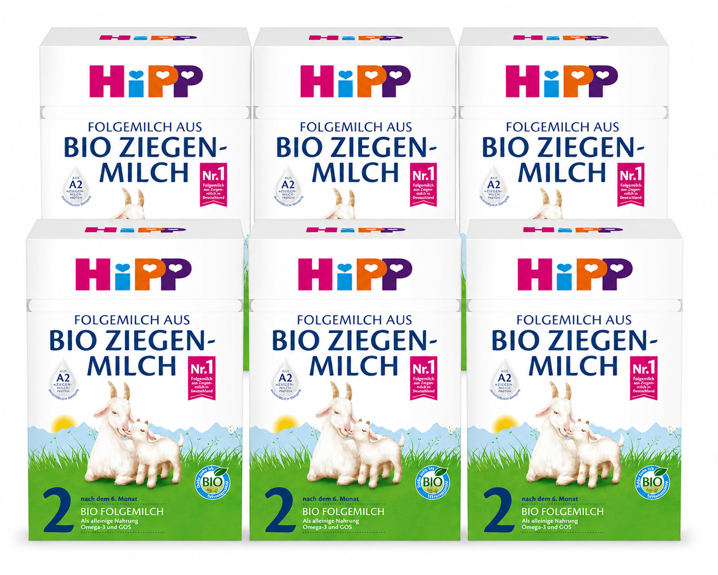 HiPP Organic Goat Milk Stage 2 Follow-on Formula 400 g × 6 Boxes | From 7 Months | A2 Goat Milk, Organic GOS, DHA | EU Organic | Made in Germany | GTIN 4062300417328